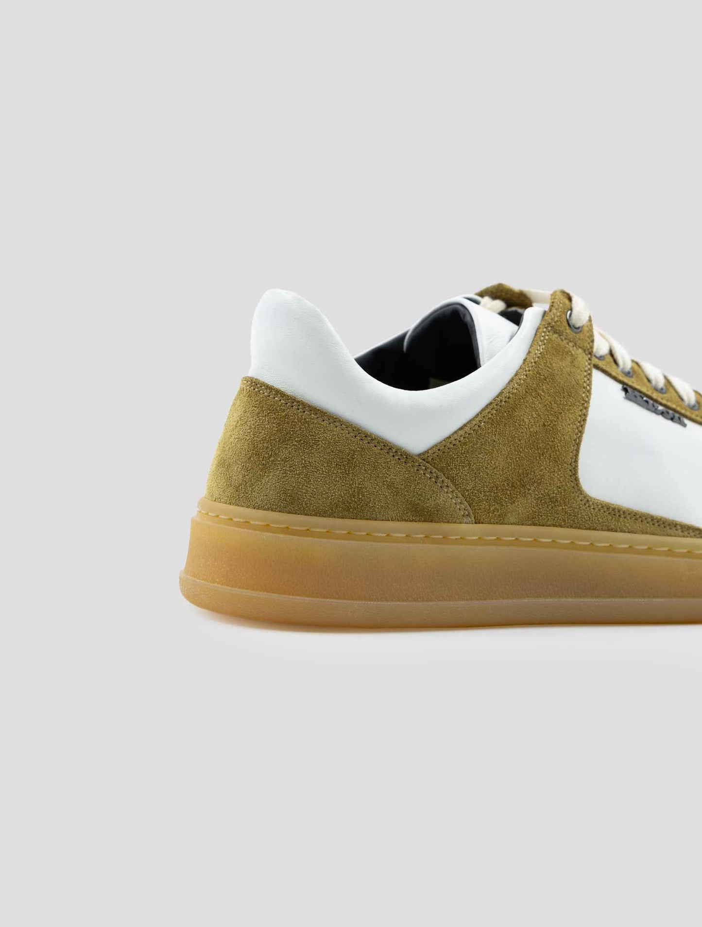 Kiton Brown White Leather Suede Leather Sneakers