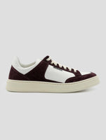 Kiton White Burgundy Leather Suede Leather Sneakers