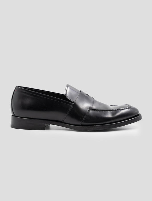 Kiton Black Leather Suede Loafers