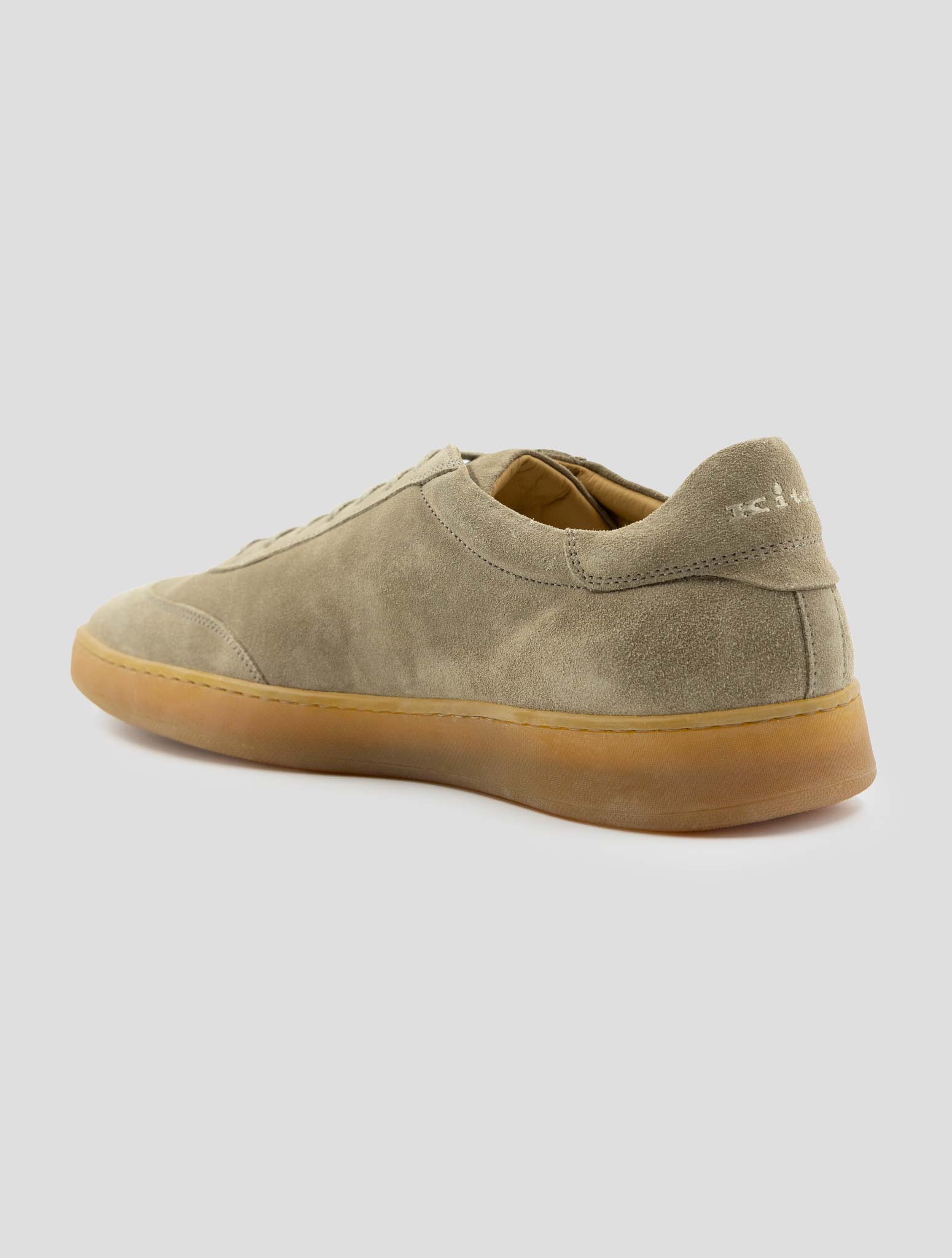 Kiton Taupe Leather Suede Sneakers