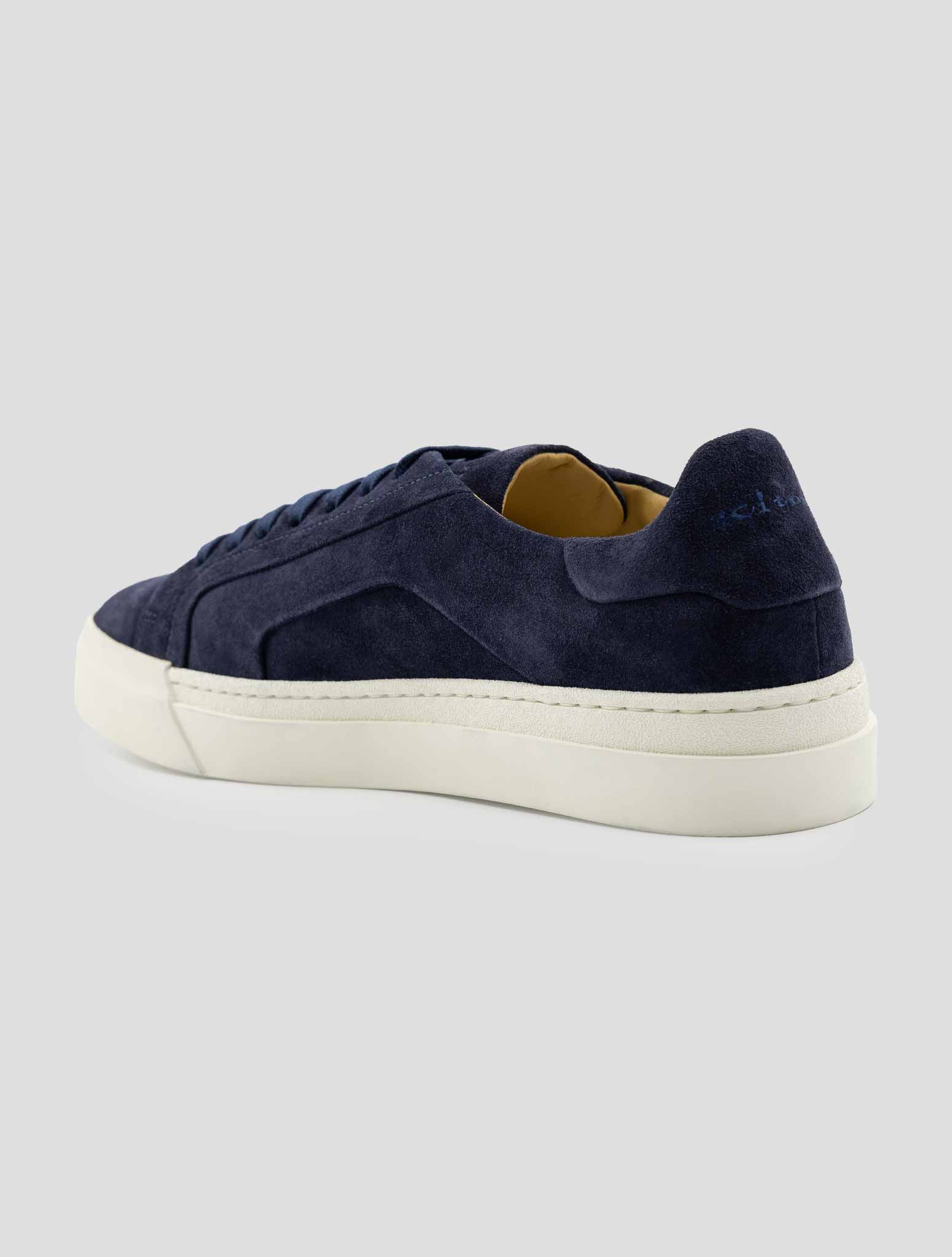 Kiton Blue Leather Suede Sneakers