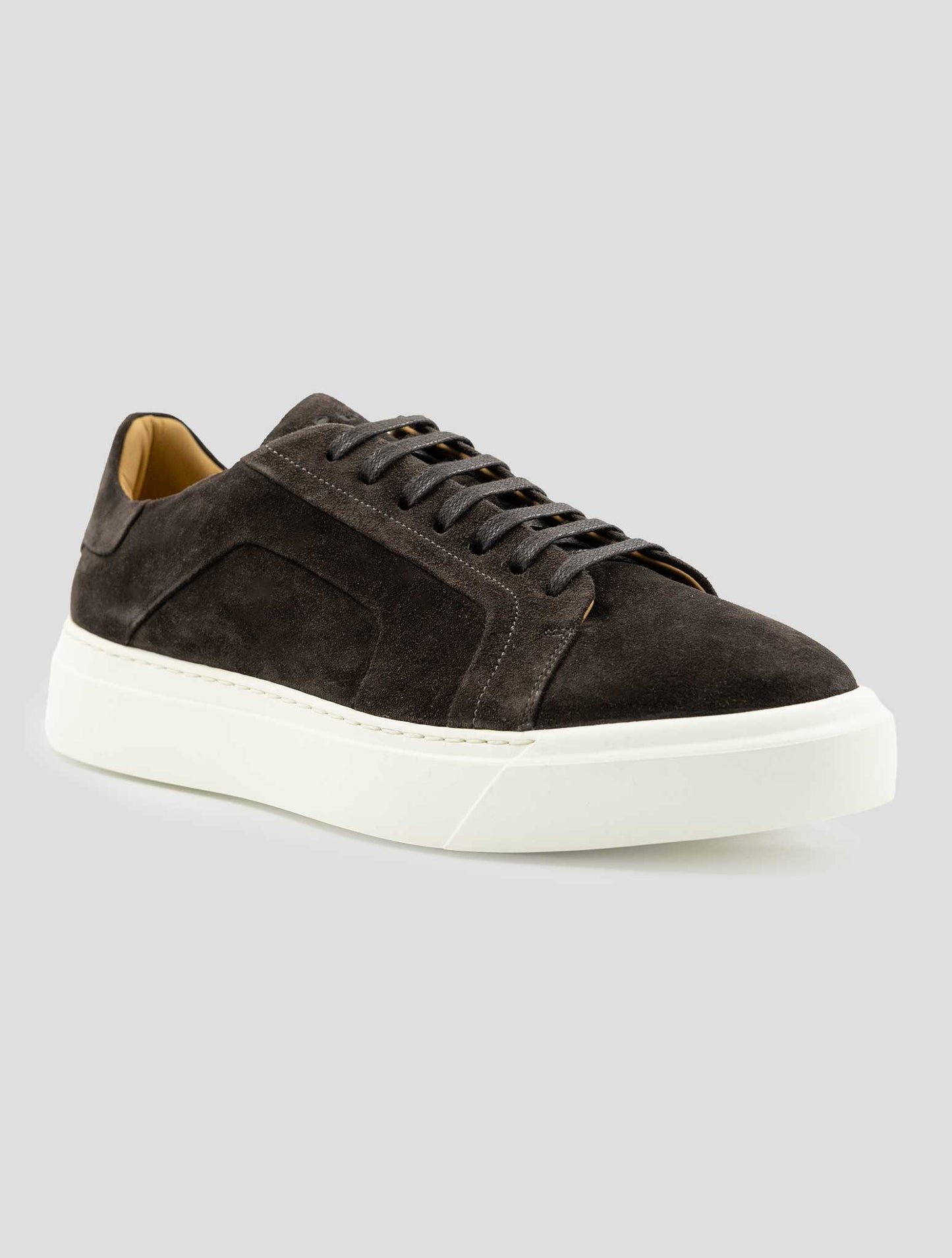 Kiton Brown Leather Suede Sneakers