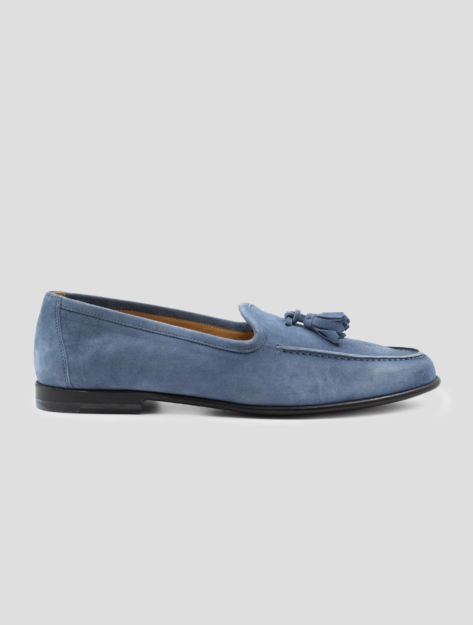 Kiton Light Blue Leather Suede Loafers