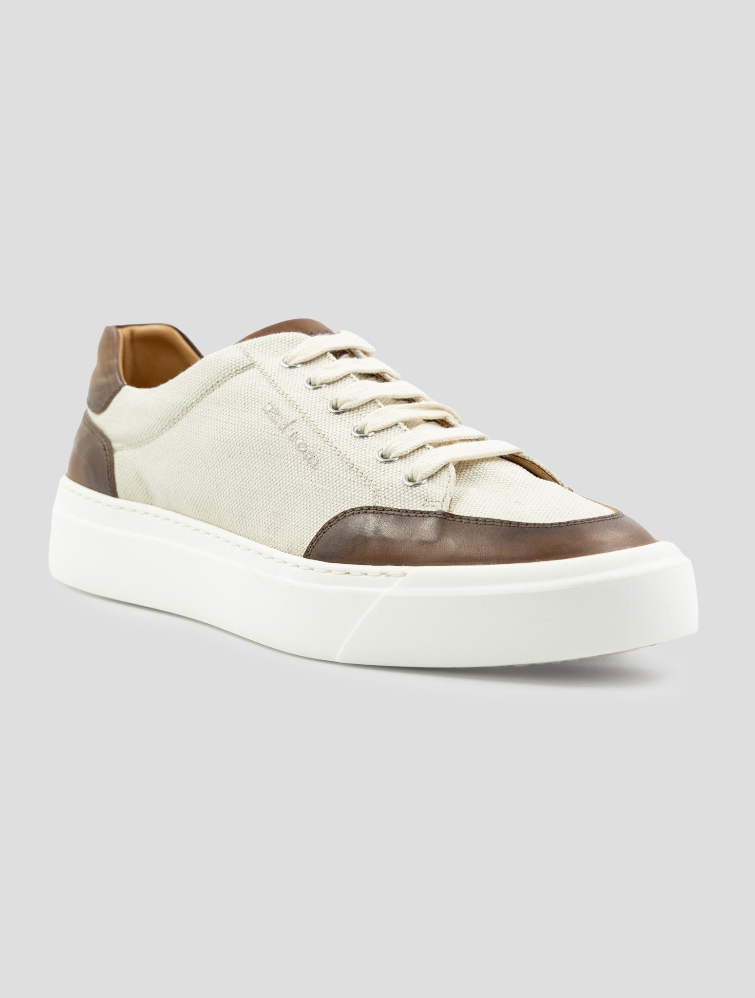 Kiton Beige Brown Cotton Sneakers