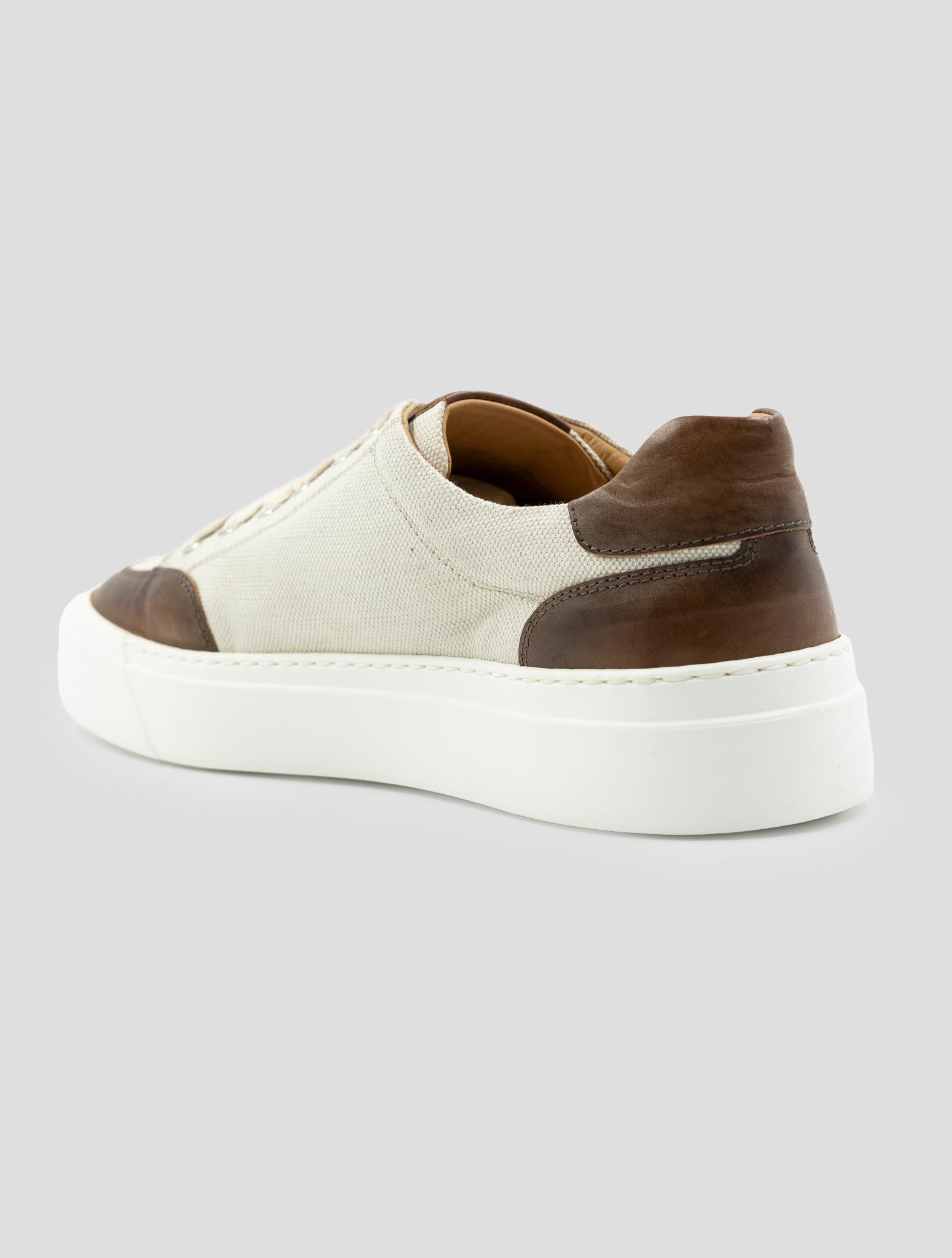 Kiton Beige Brown Cotton Sneakers