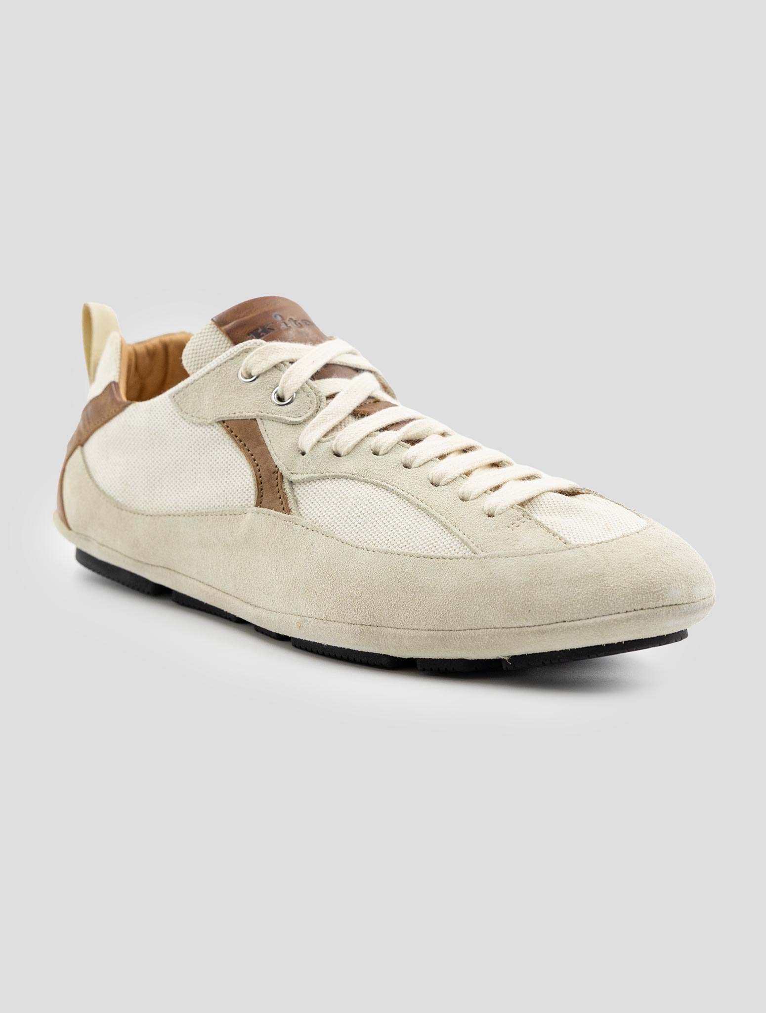 Kiton Beige Leather Suede Sneakers