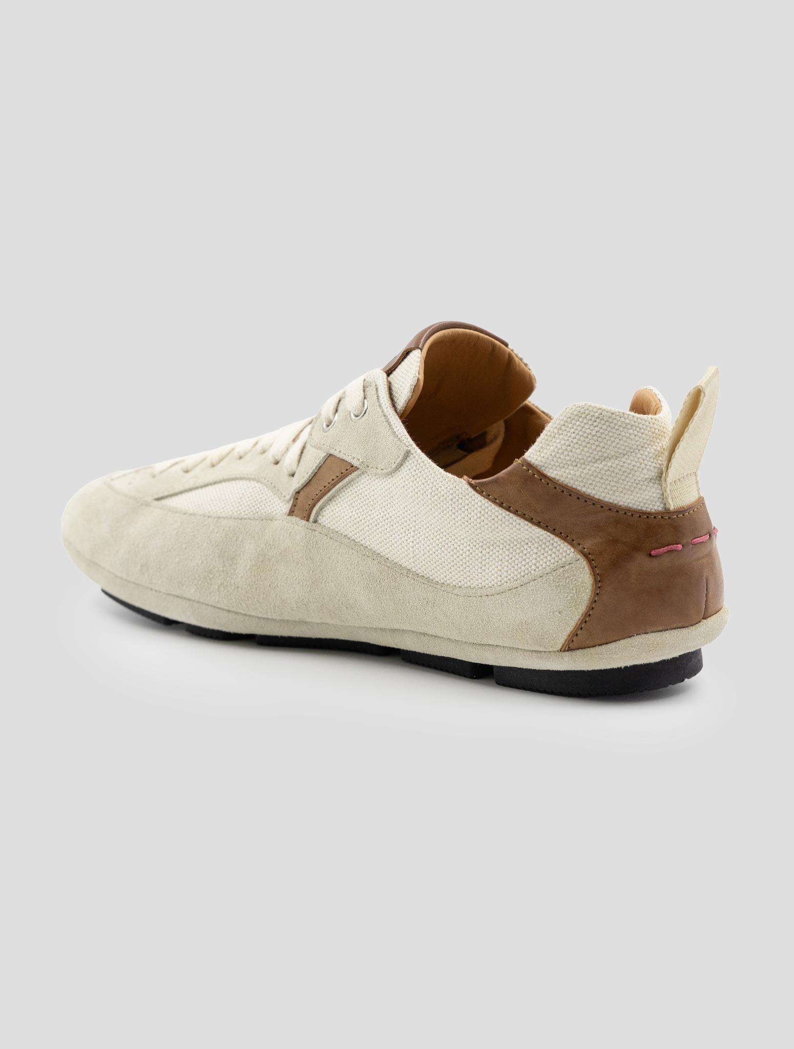 Kiton Beige Leather Suede Sneakers