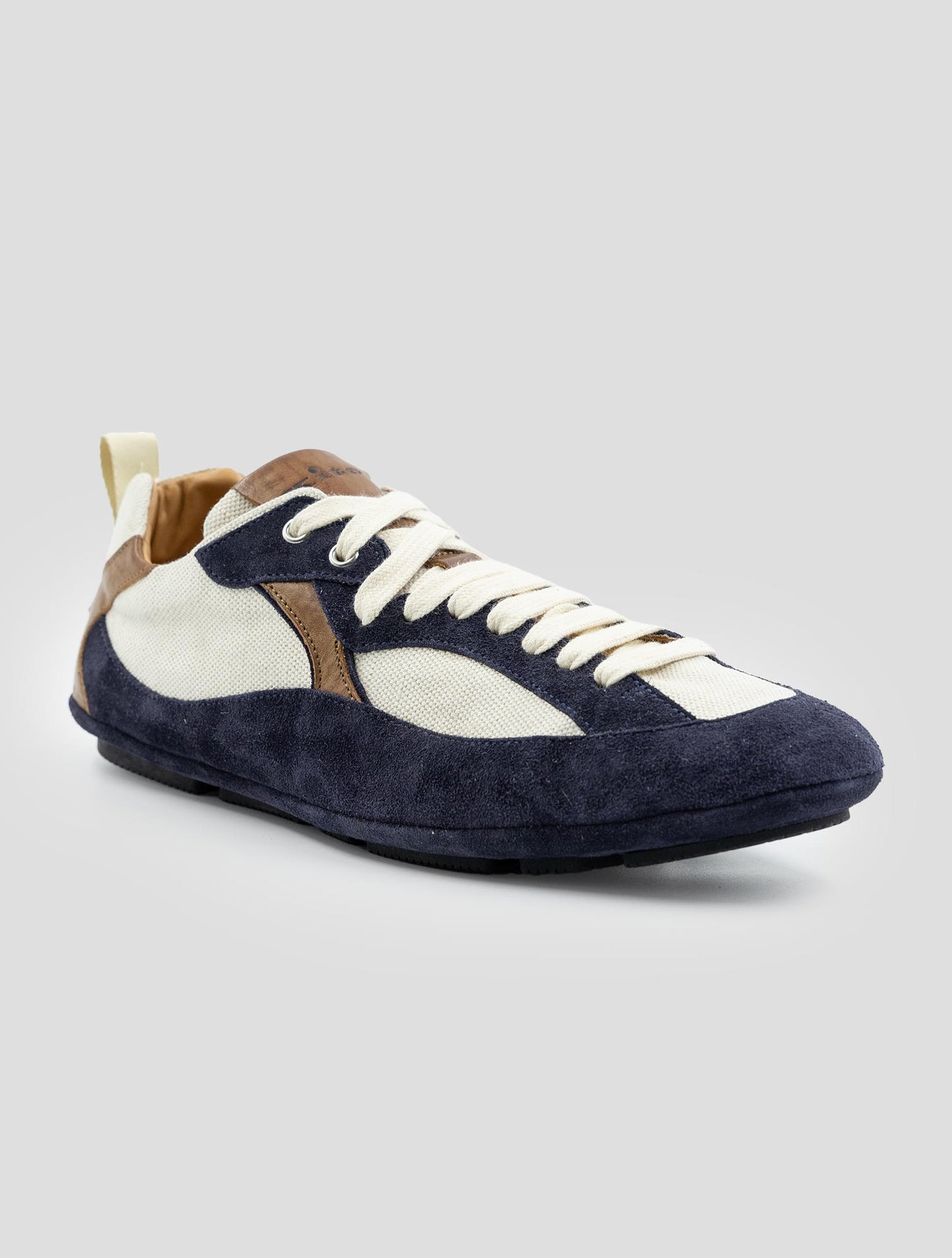 Kiton Blue White Leather Suede Cotton  Sneakers