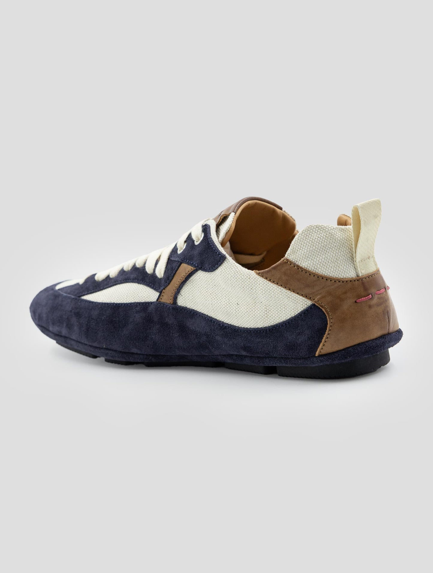 Kiton Blue White Leather Suede Cotton  Sneakers