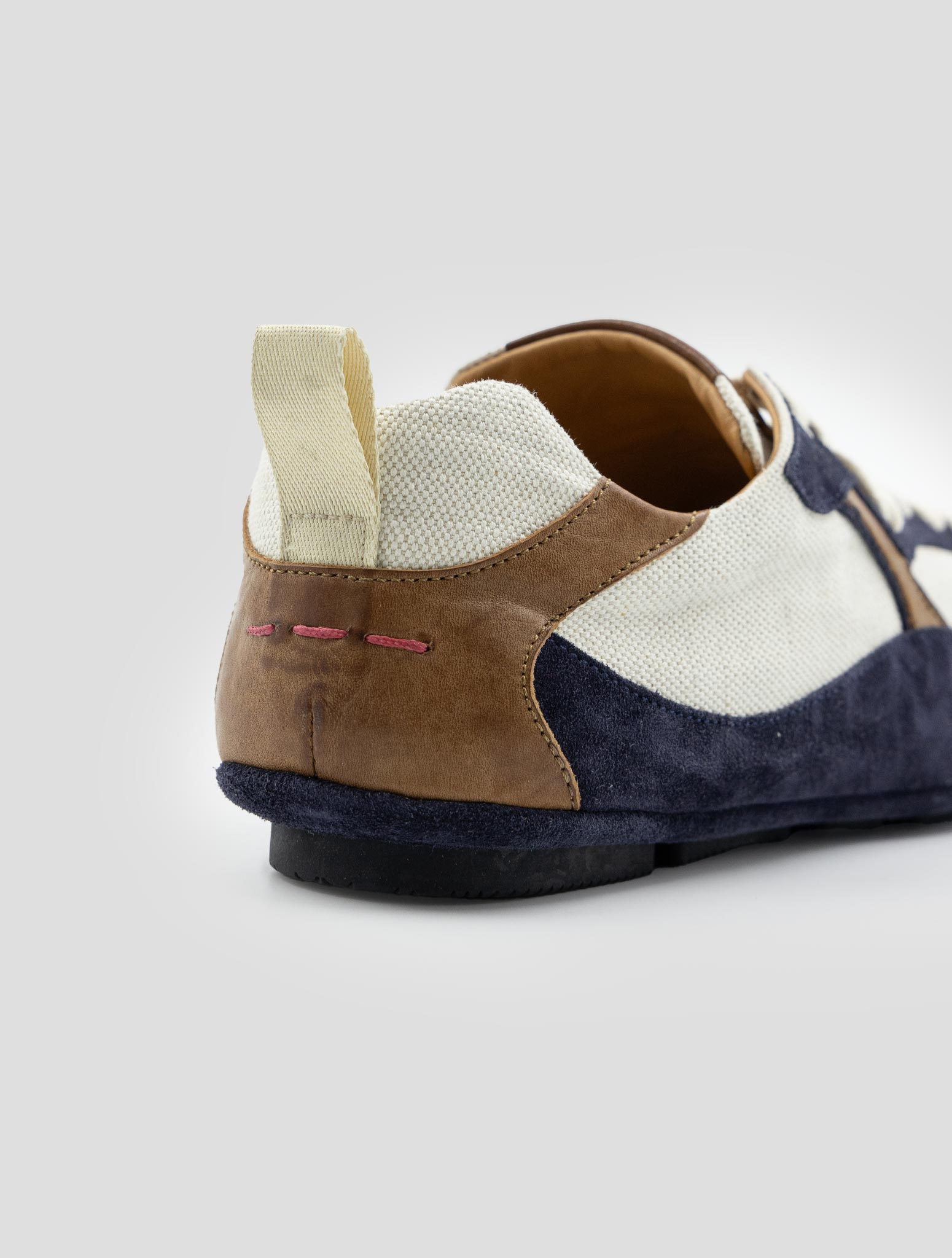 Kiton Blue White Leather Suede Cotton  Sneakers