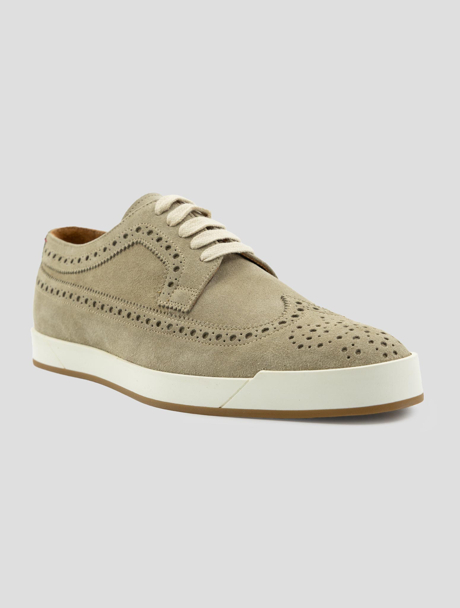 Kiton Beige Leather Suede Sneakers