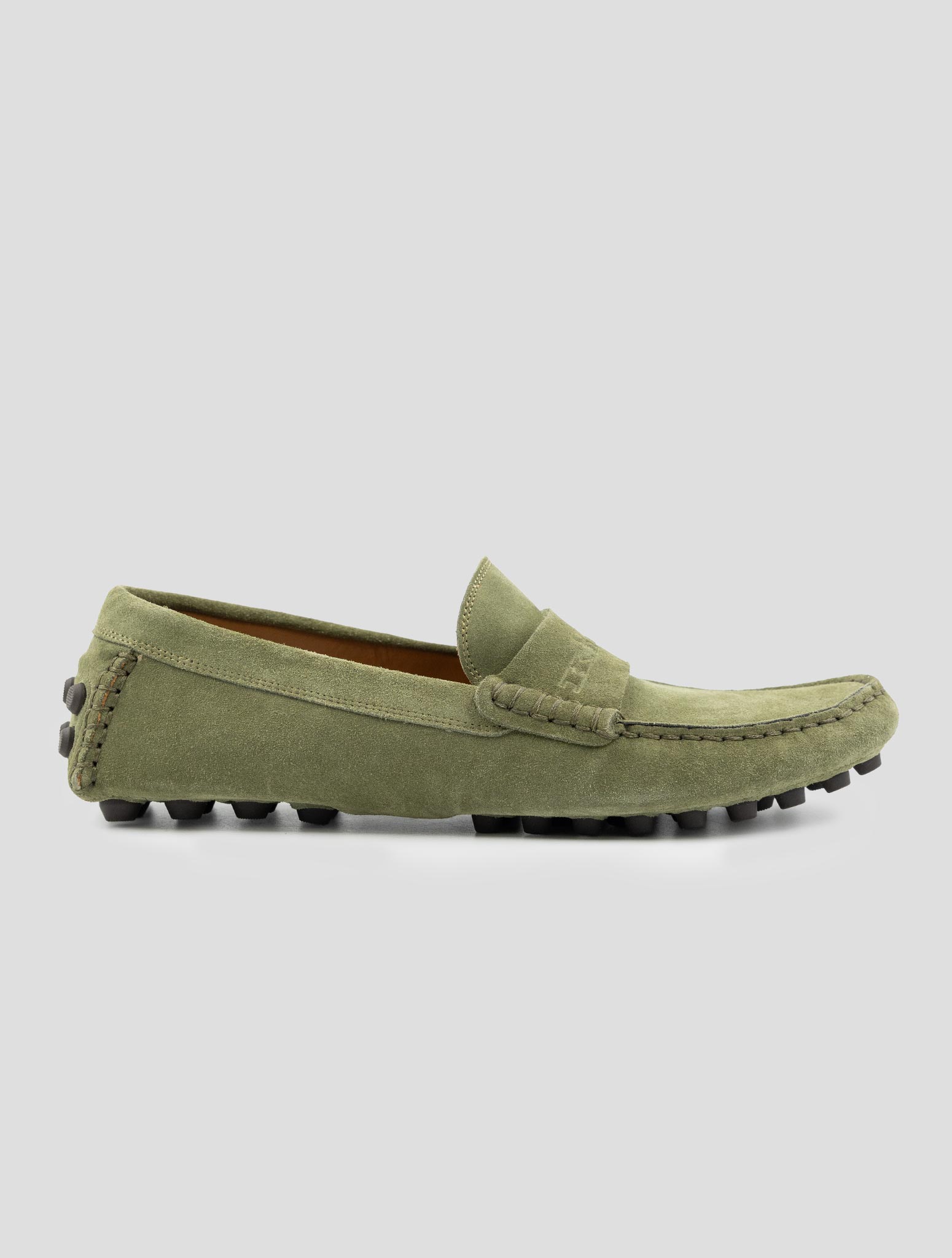 Kiton Green Leather Suede Loafers