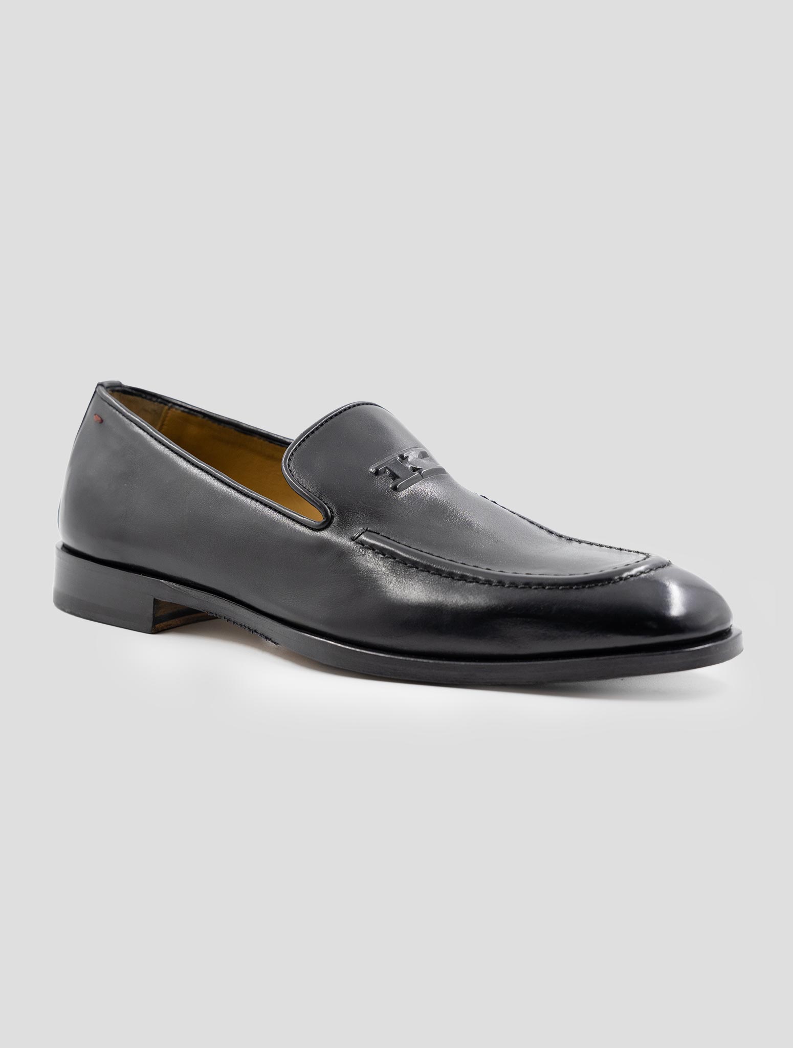 Kiton Black Leather Loafers