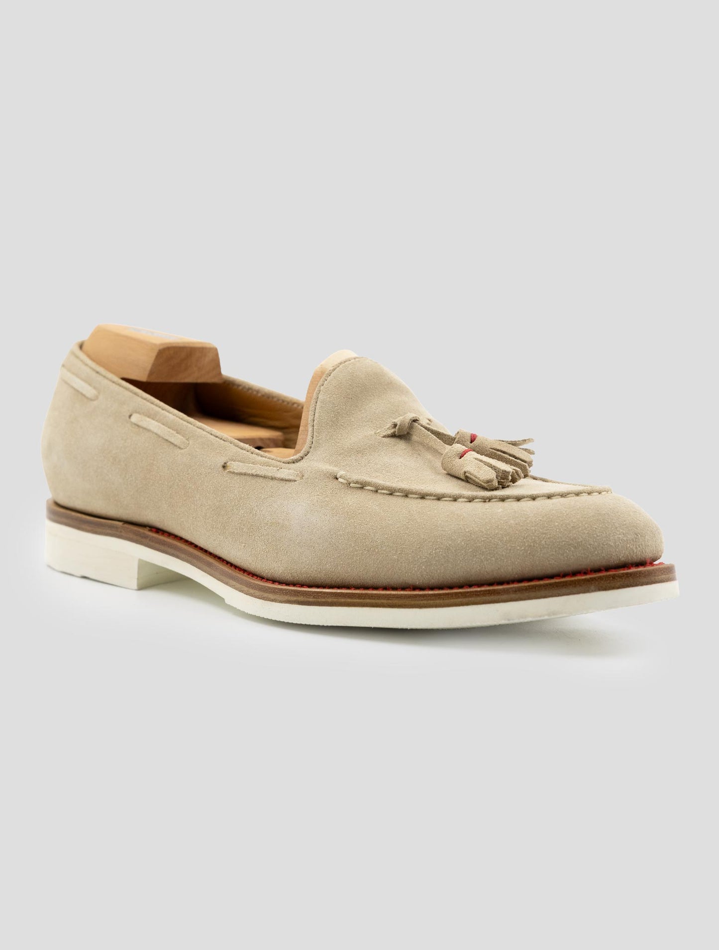 Kiton Beige Leather Suede Loafers