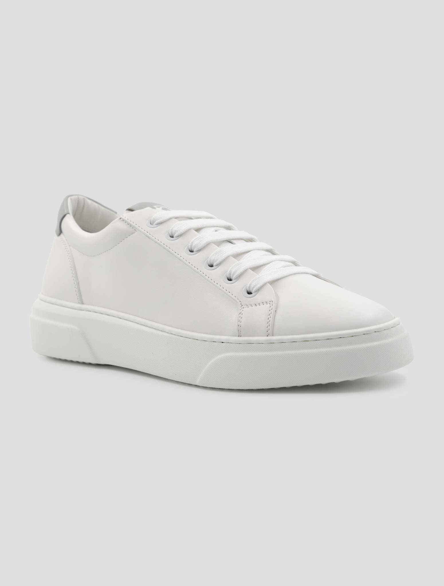 Kiton White Gray Leather Sneakers