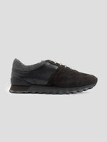 Kiton Brown Black Leather Suede Leather Sneakers