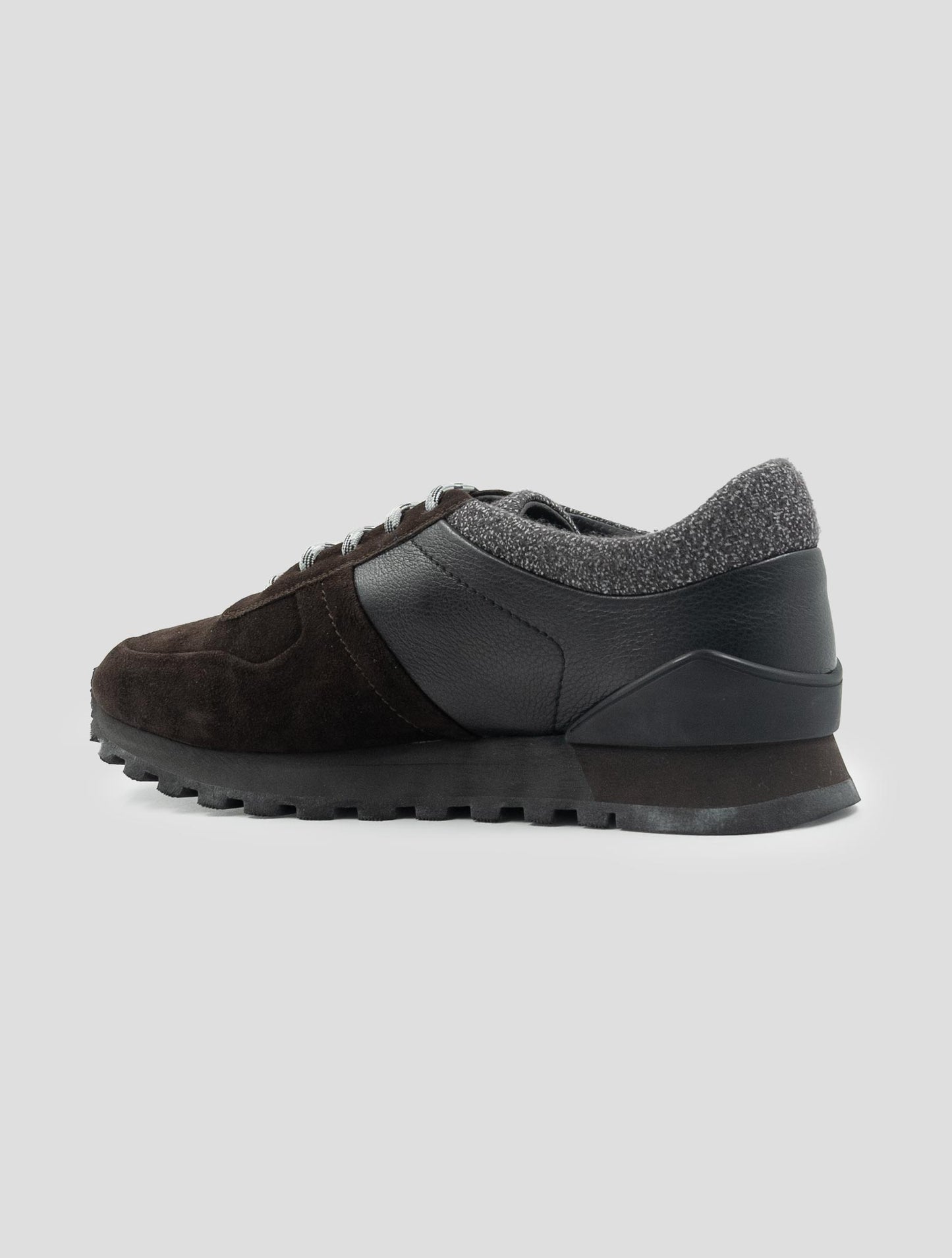 Kiton Brown Black Leather Suede Leather Sneakers