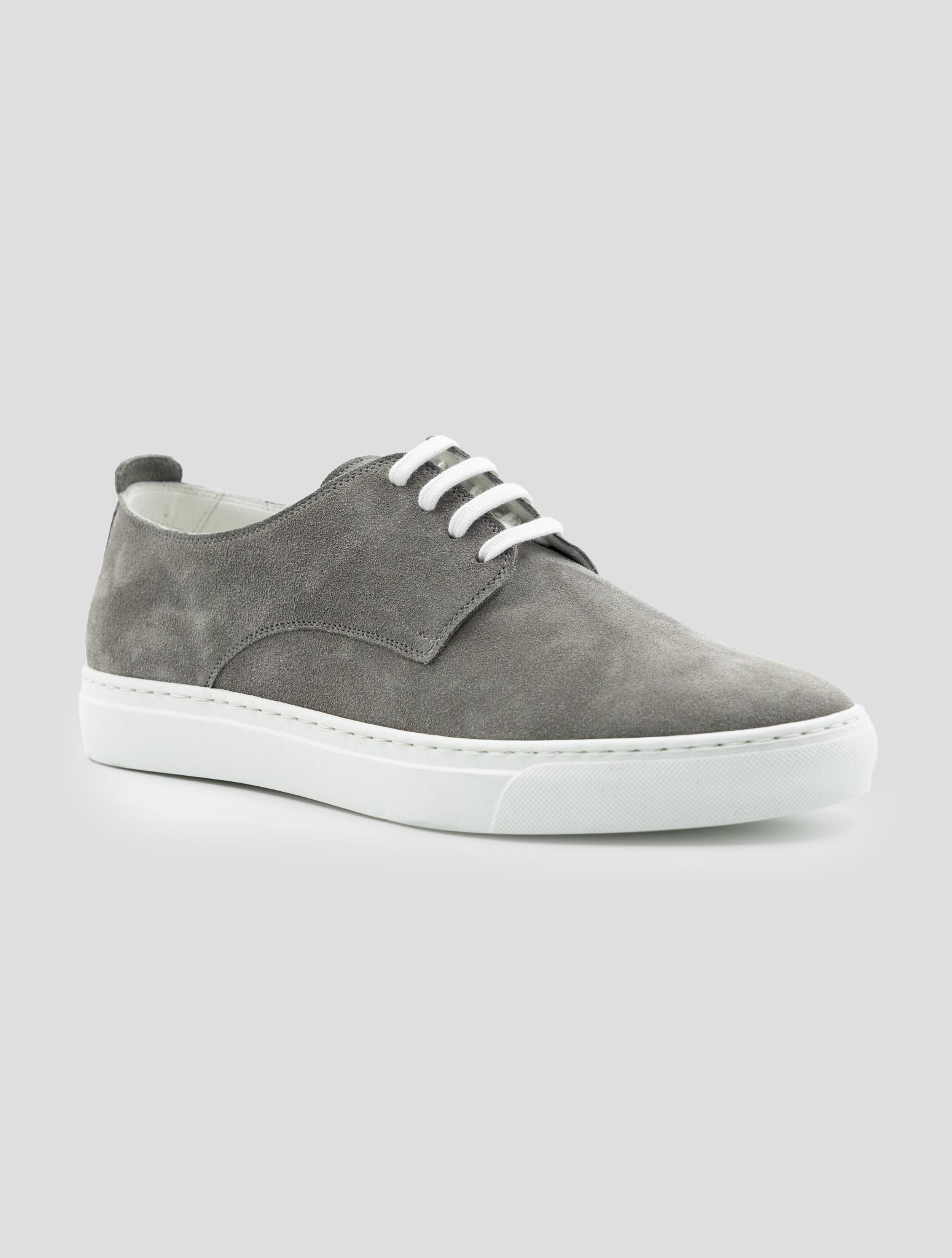 Kiton Gray Leather Suede Sneakers