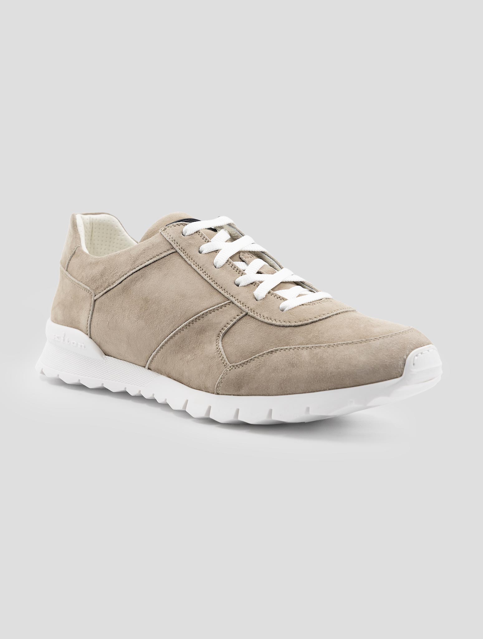 Kiton Beige Leather Suede Sneakers