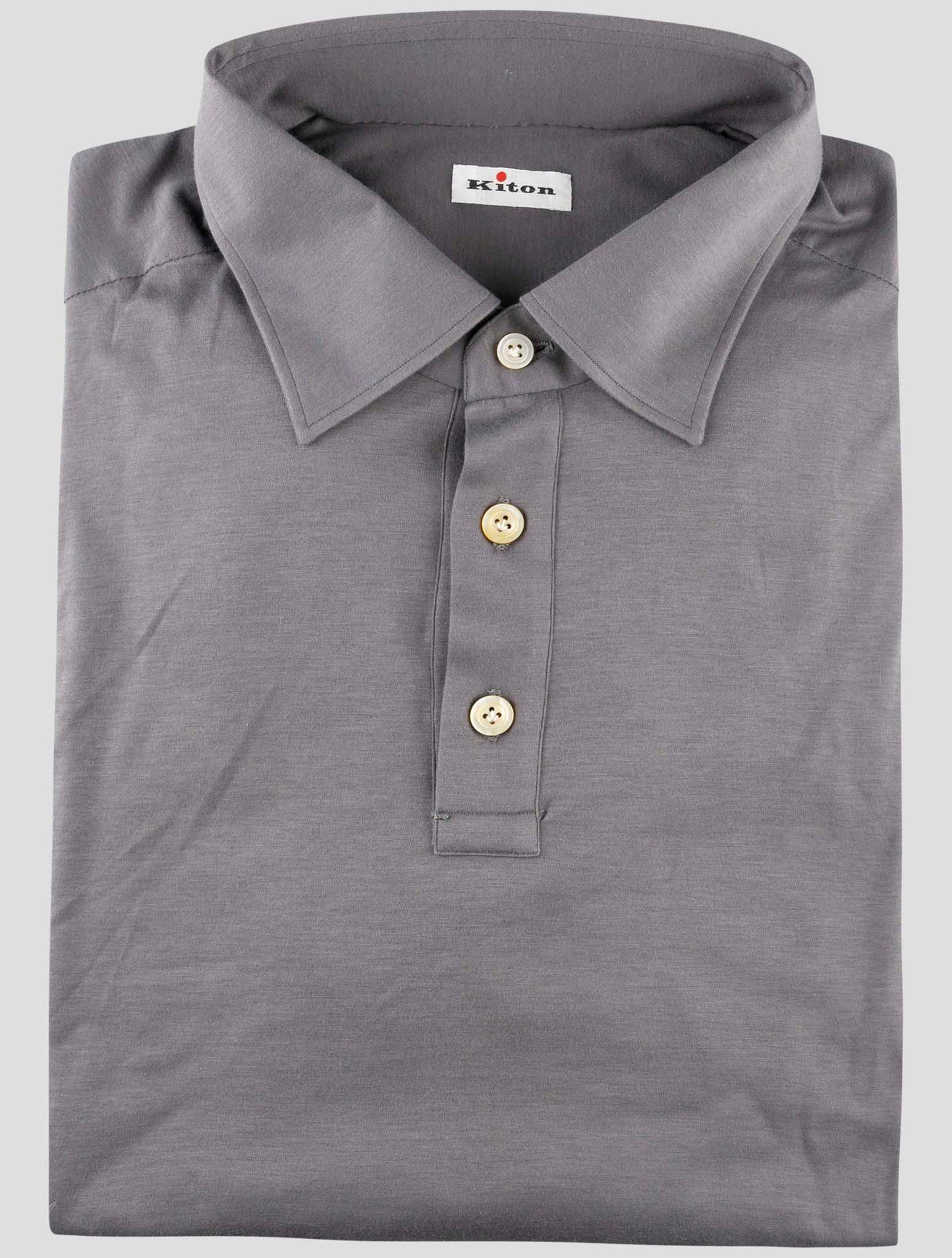 Kiton Gray Cotton Sweater Polo