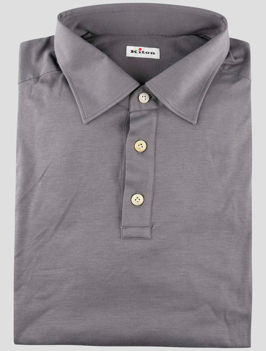 Kiton Gray Cotton Sweater Polo