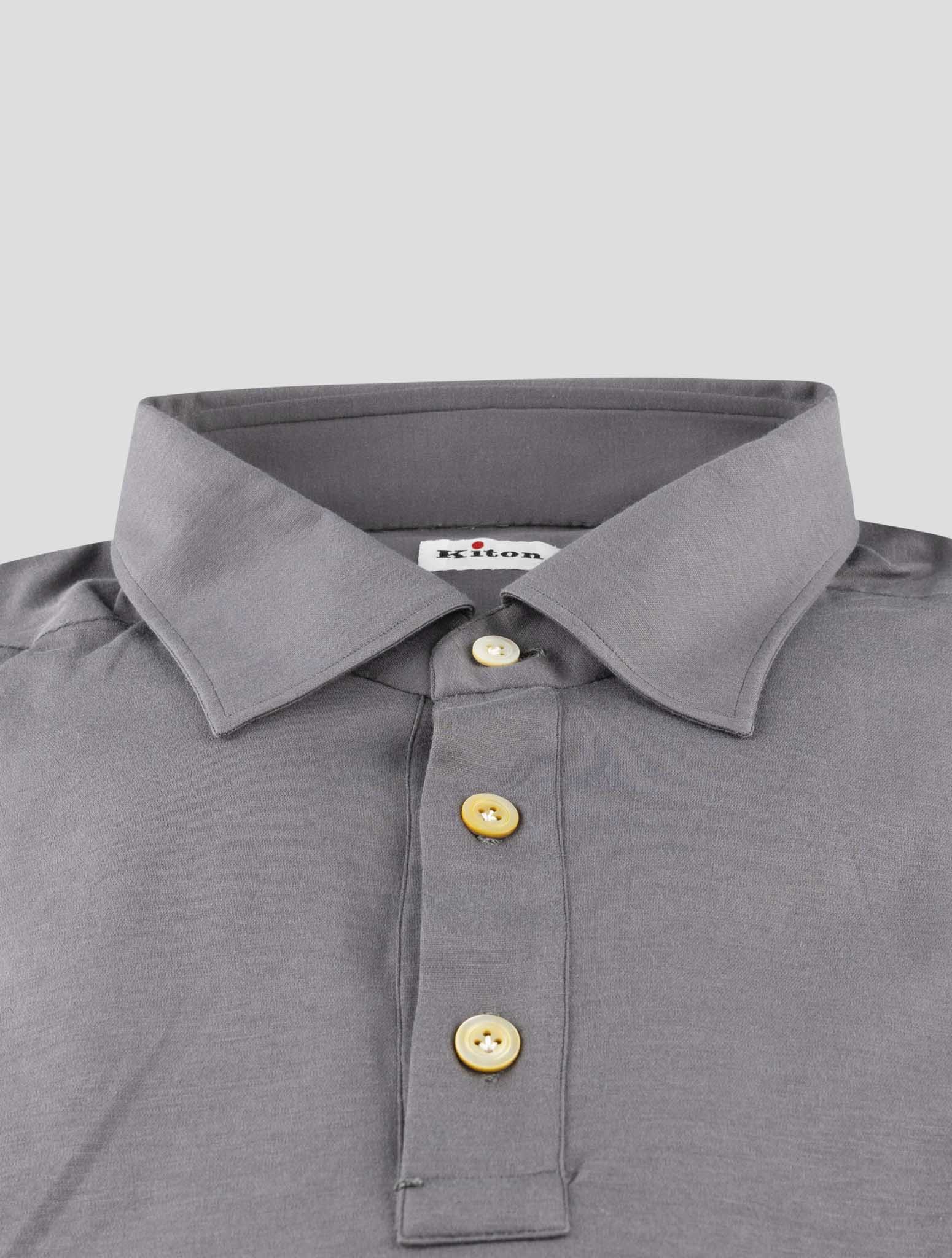 Kiton Gray Cotton Sweater Polo