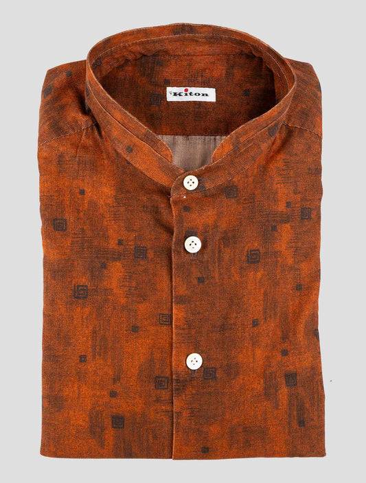 Kiton Brown Cotton Korean Shirt