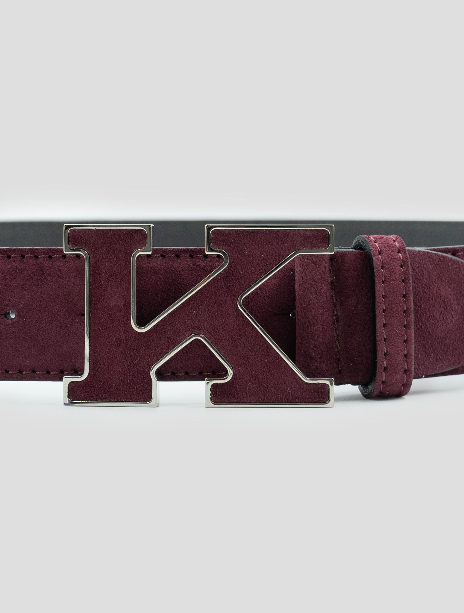 Kiton Burgundy Leather Suede Belt