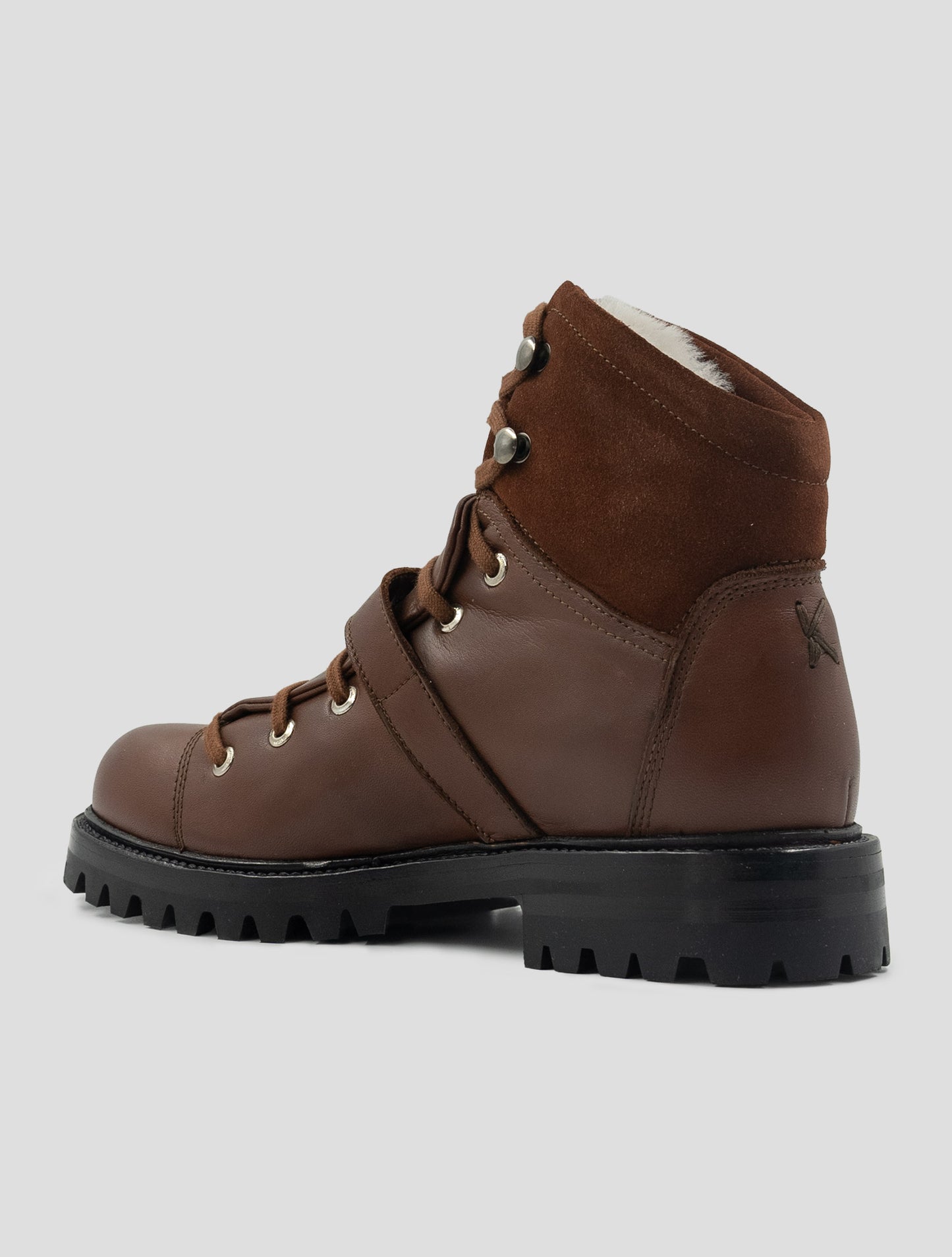 Kiton Brown Leather Leather Suede With Fur Boots
