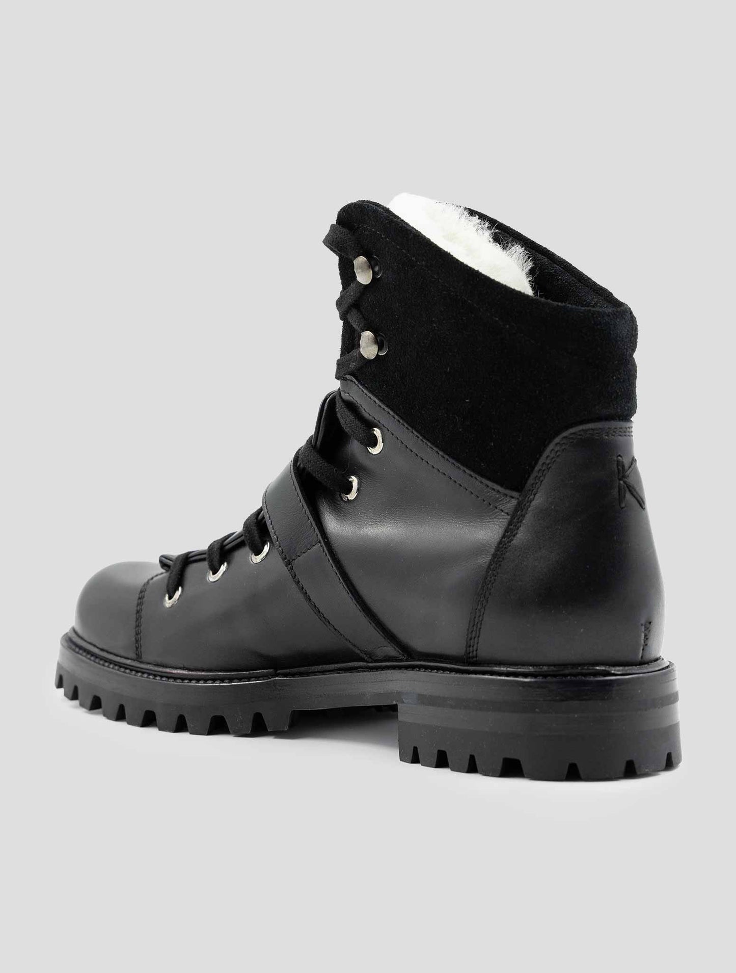 Kiton Black Leather Leather Suede With Fur Boots