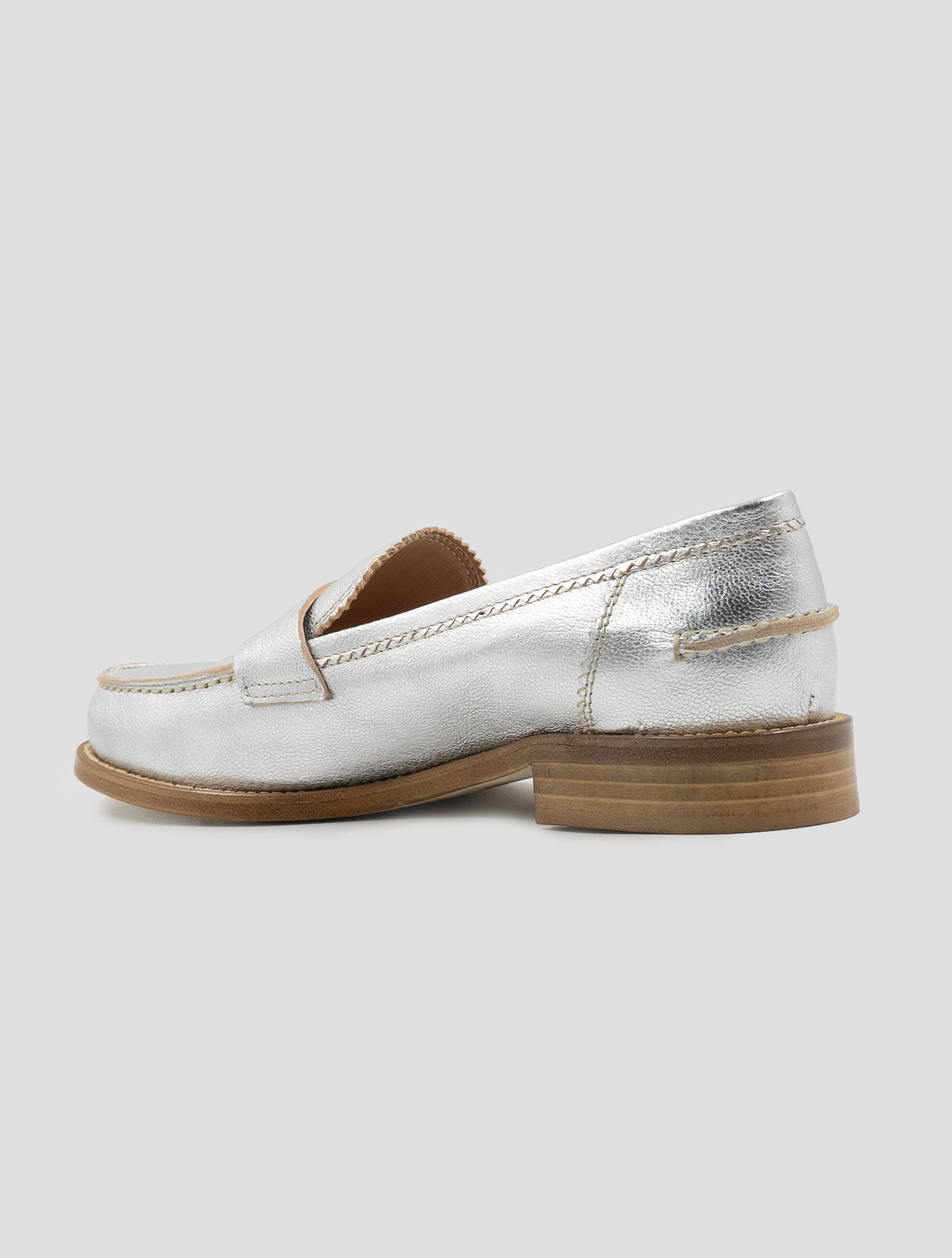 Kiton Silver Leather Loafers