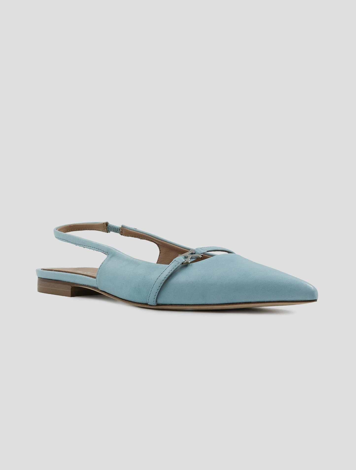 Kiton Light Blue Leather Ballerina