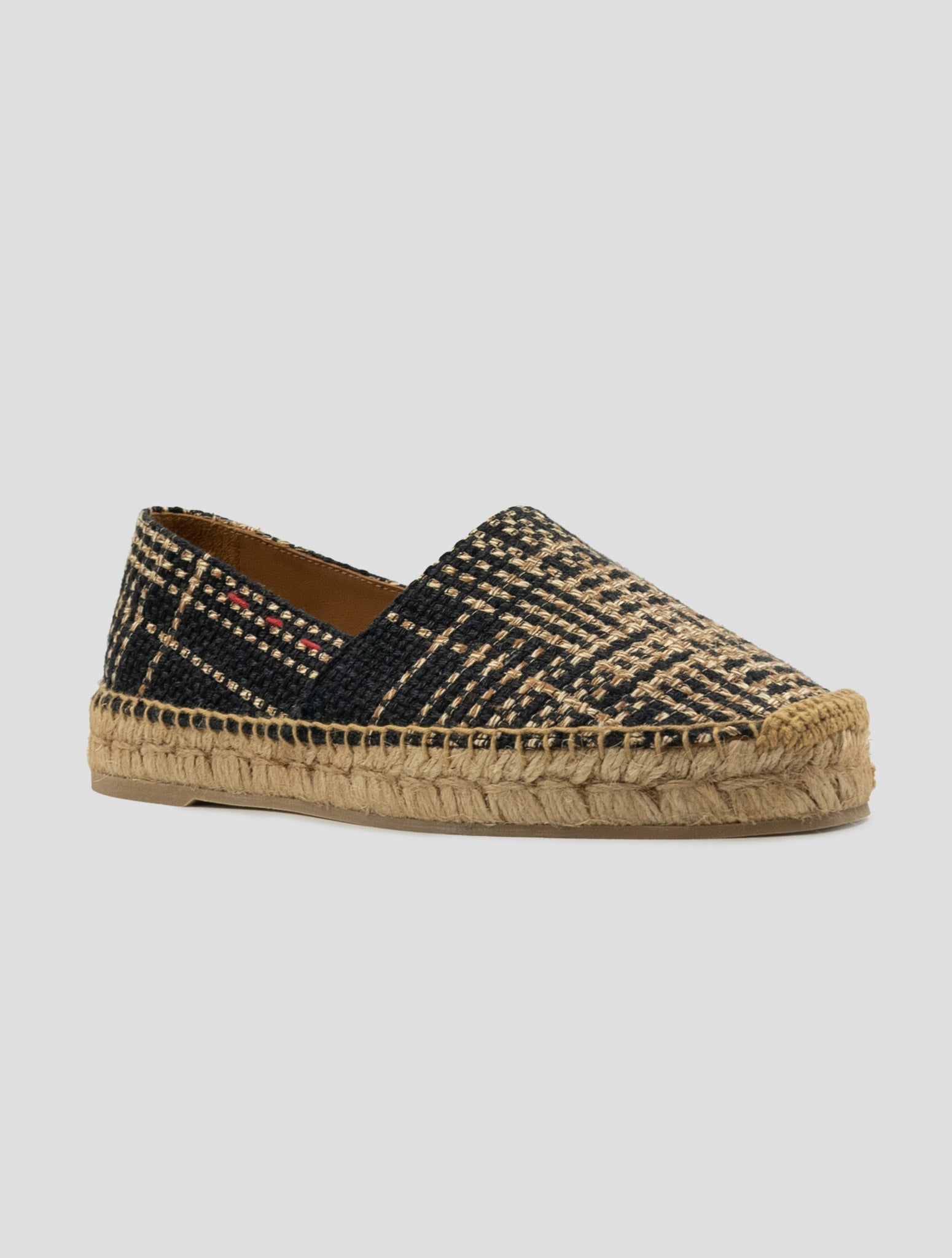 Kiton Black Beige Linen Viscose Espadrillas