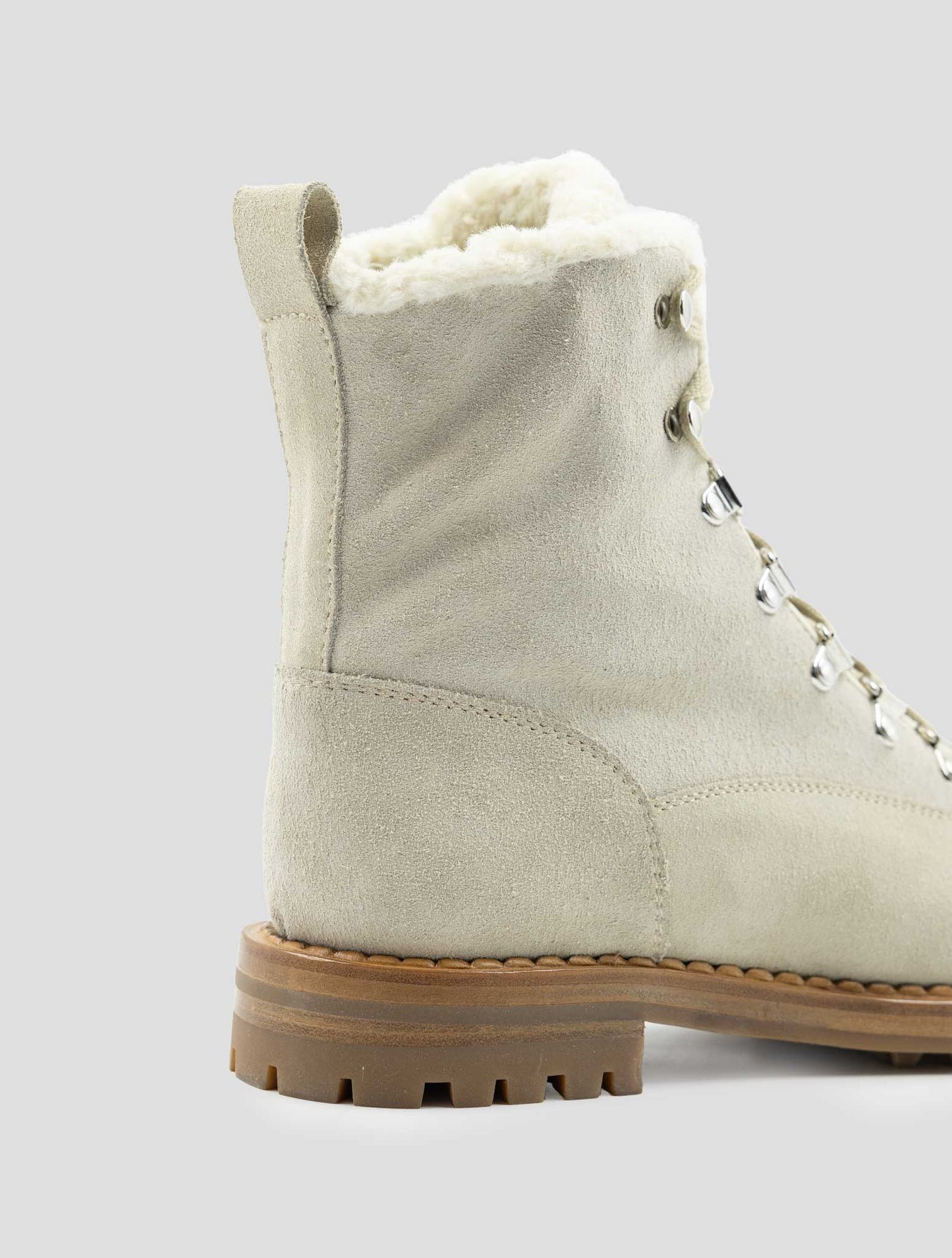 Kiton Beige Leather Shearling Boots