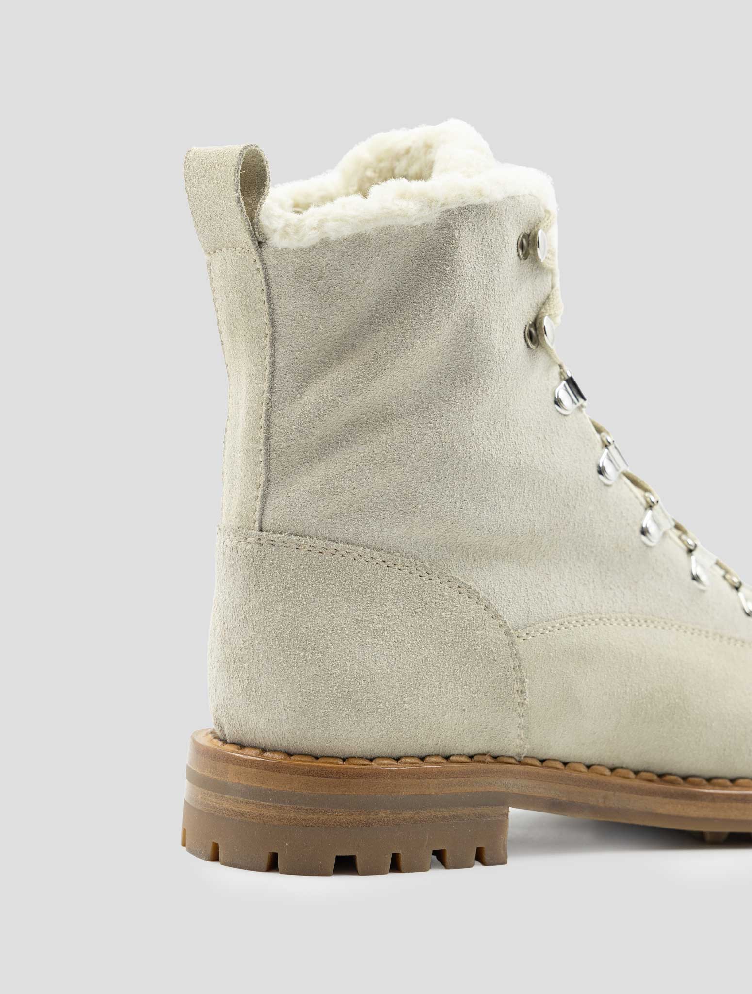 Kiton Beige Leather Shearling Boots