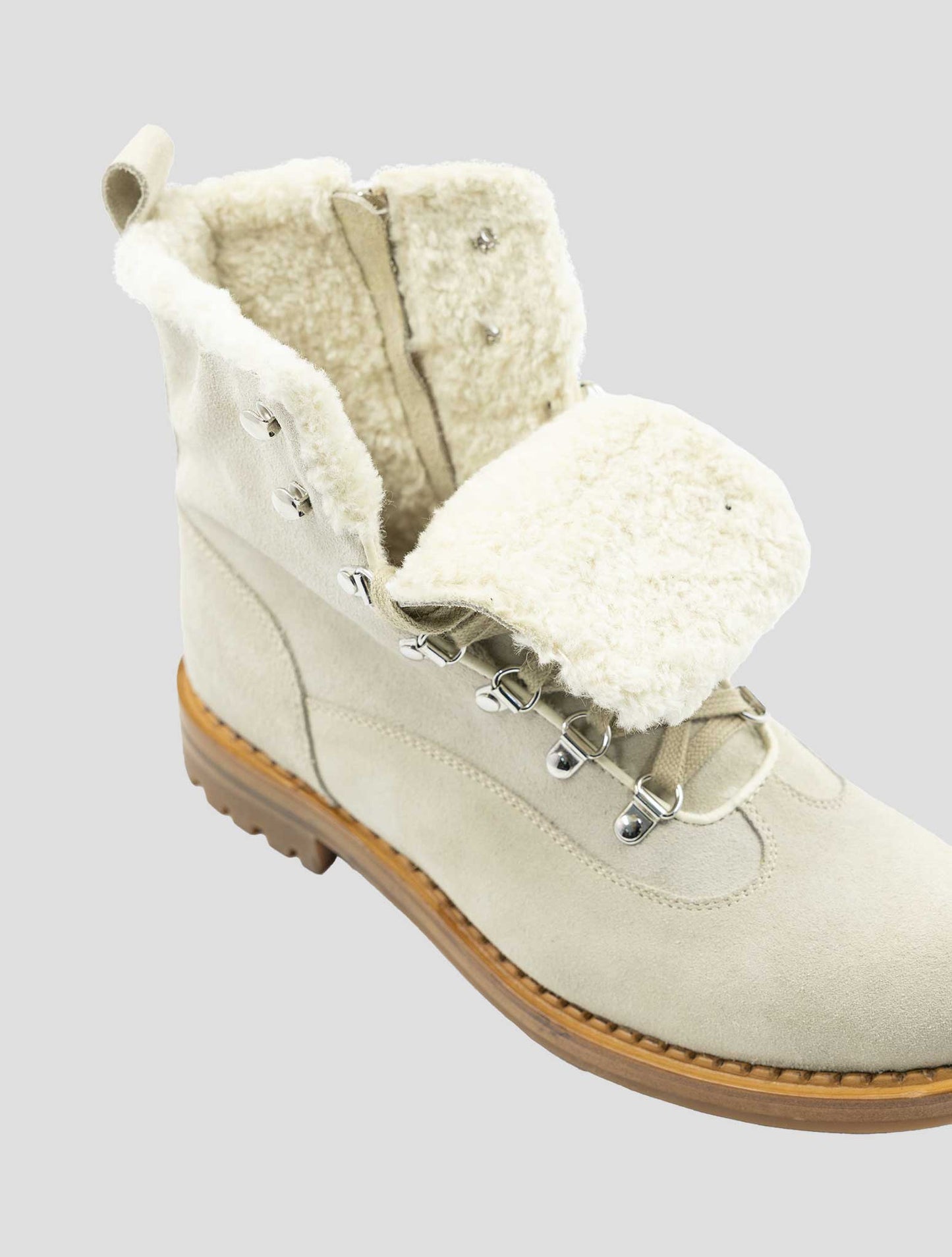 Kiton Beige Leather Shearling Boots