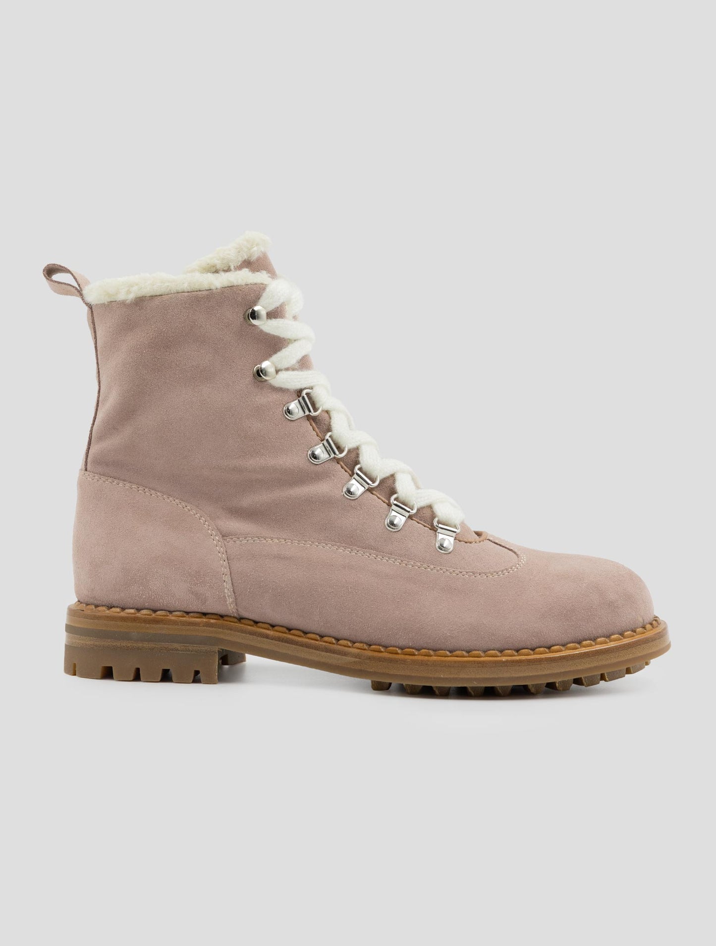 Kiton Pink Leather Shearling Boots