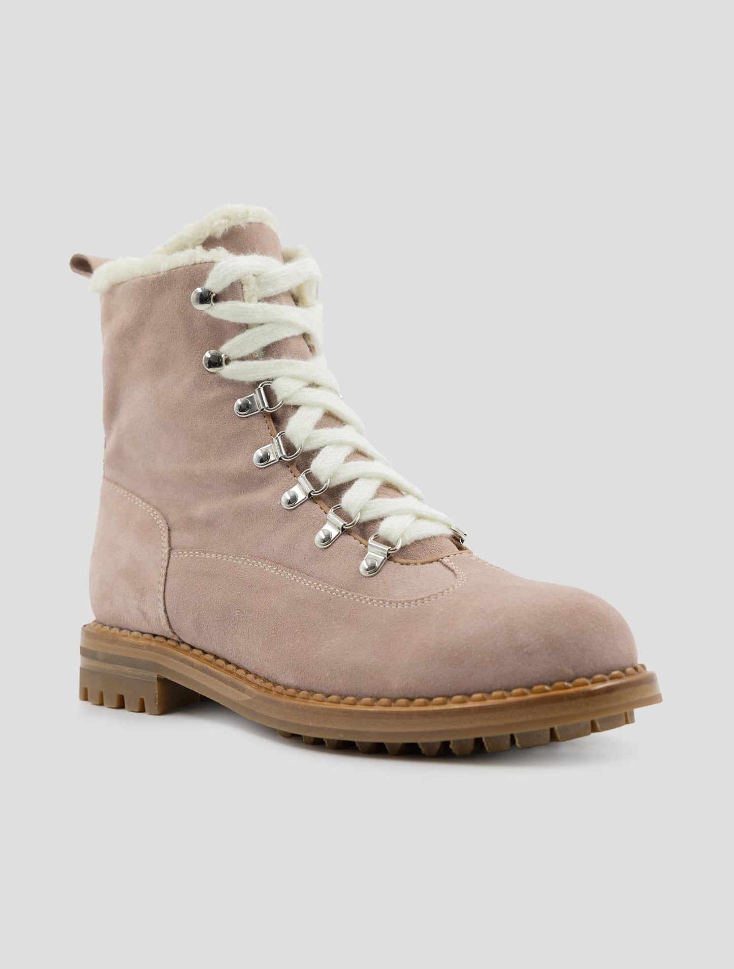 Kiton Pink Leather Shearling Boots