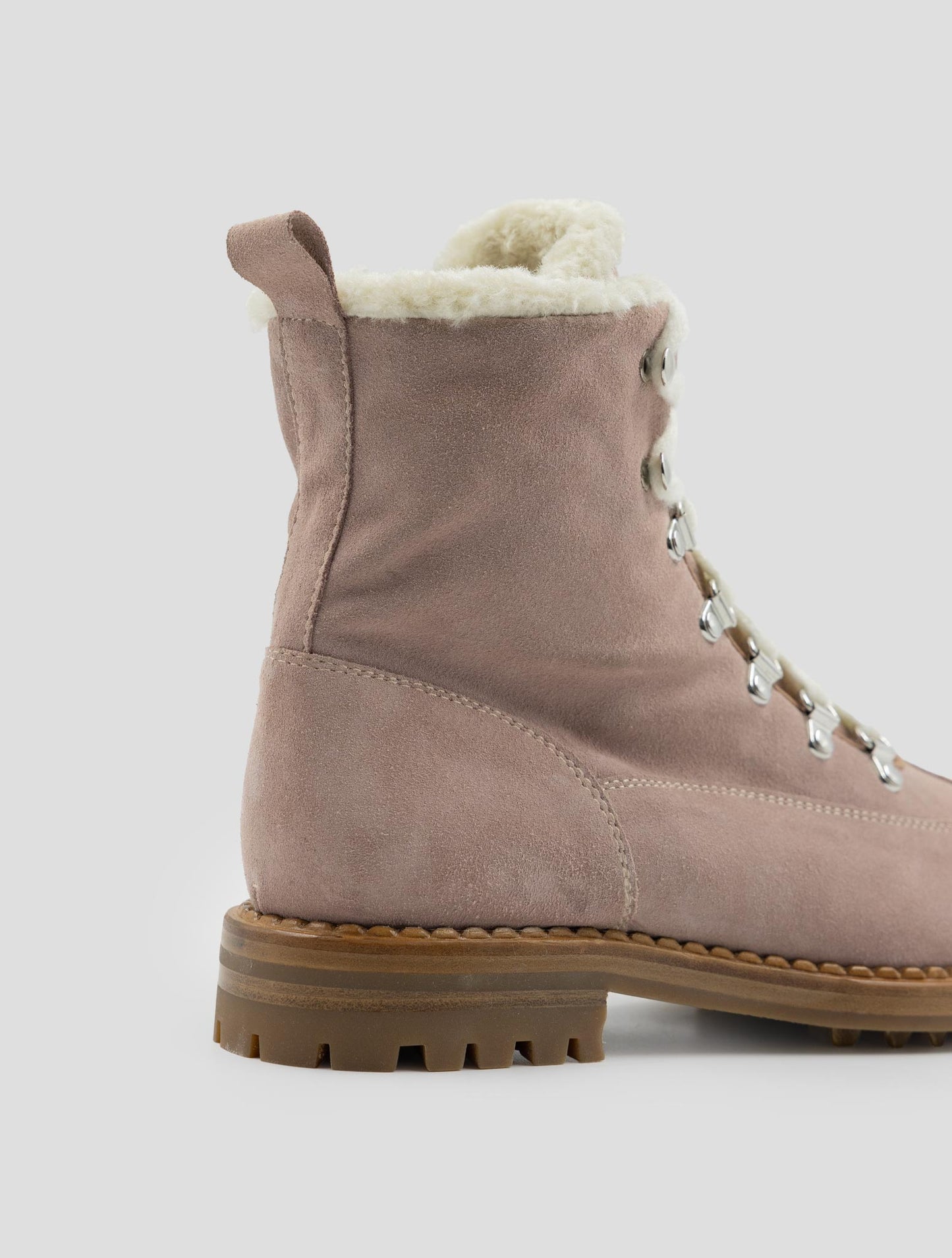 Kiton Pink Leather Shearling Boots