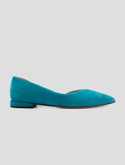 Kiton Light Blue Leather Suede Ballerina