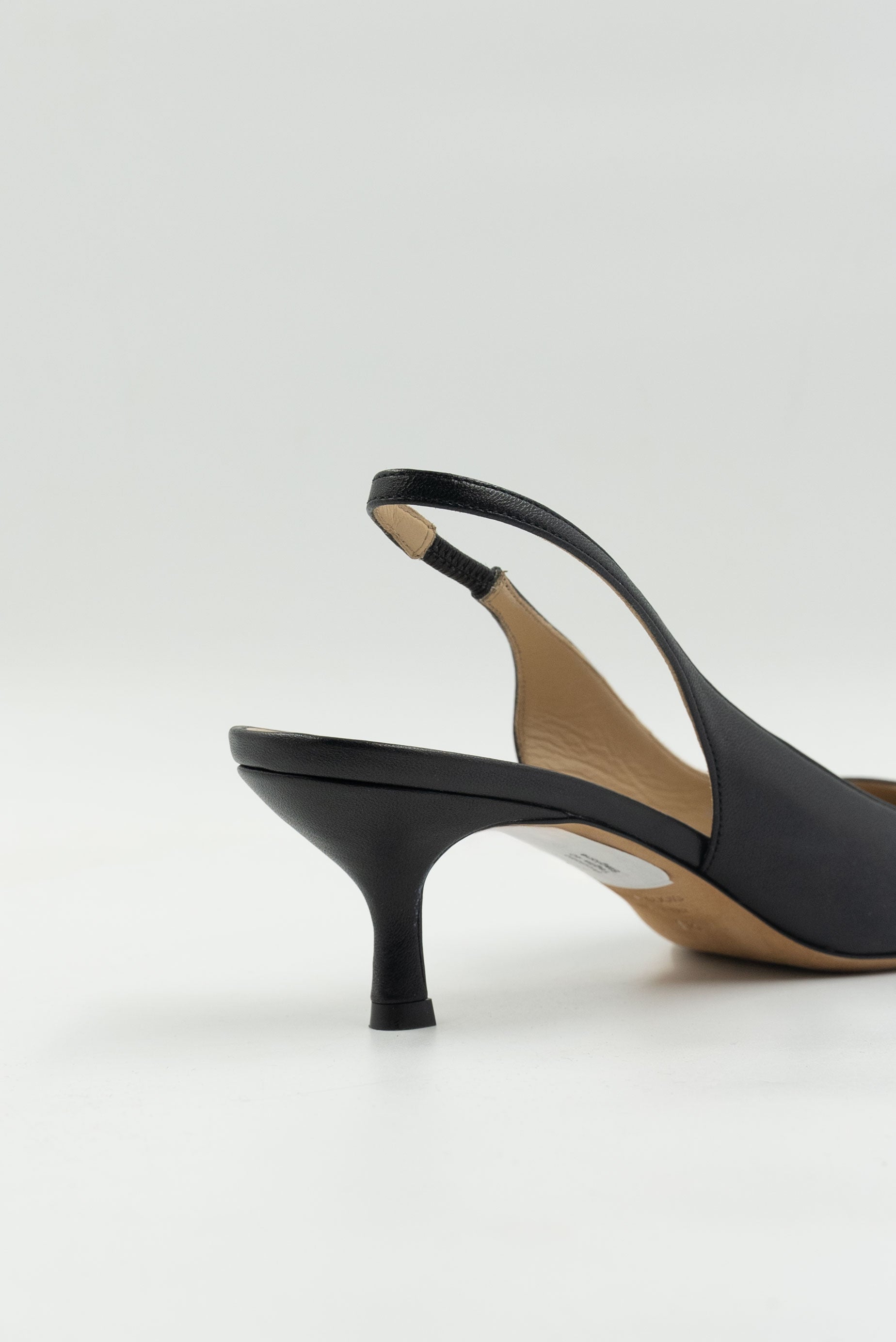 Kiton Black Leather Slingbacks