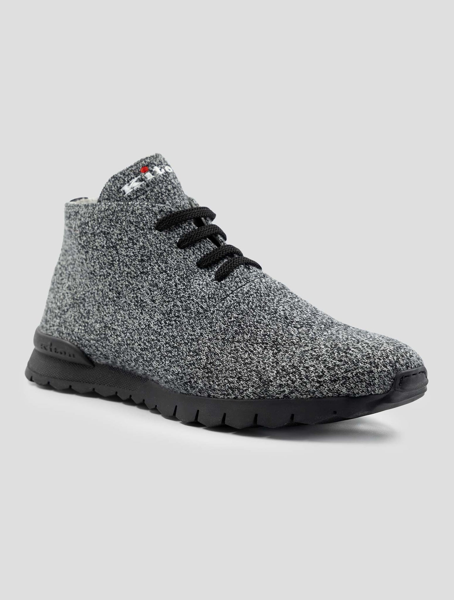 Kiton Gray Black Cashmere Pl Sneakers