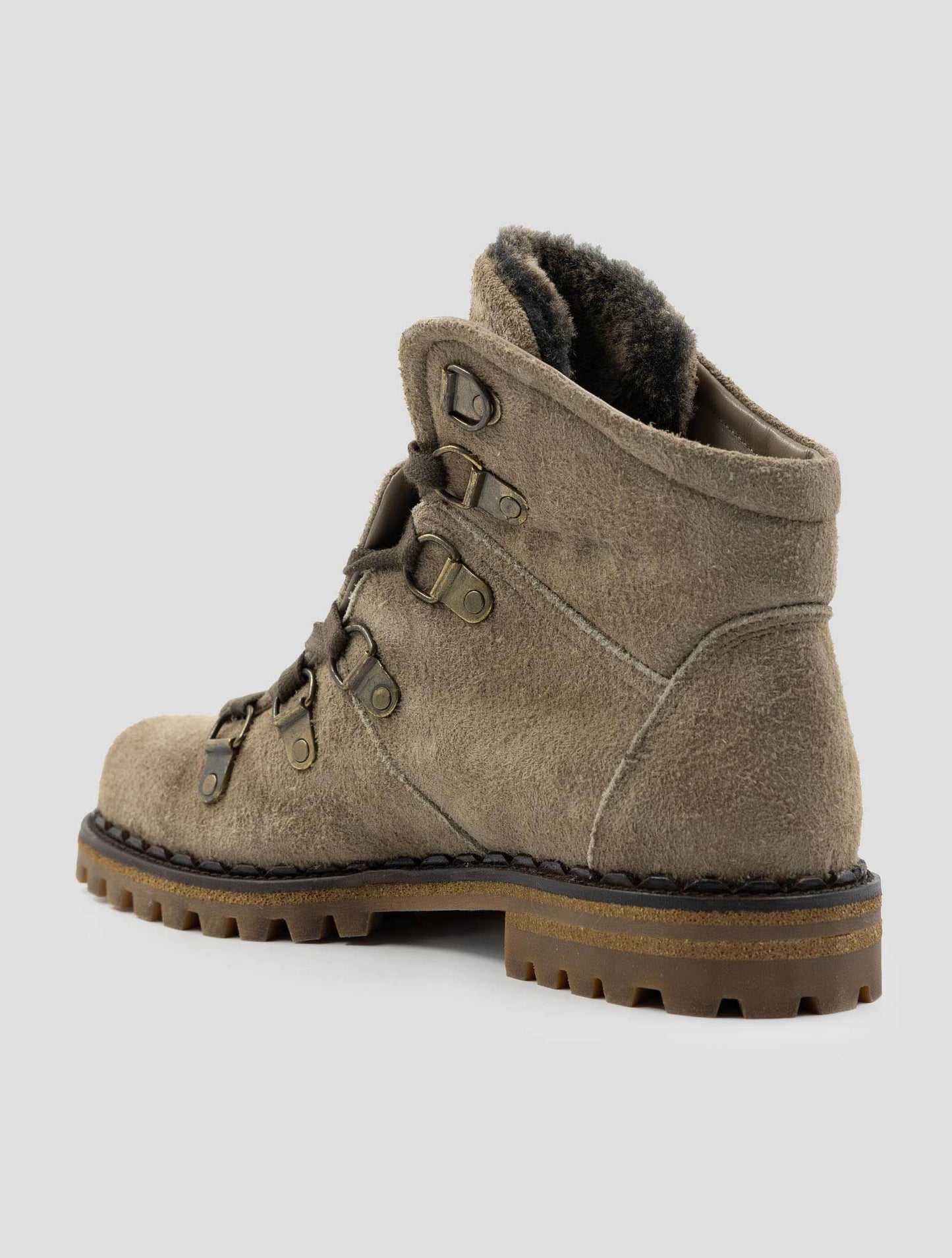 Kiton Beige Leather Suede With Fur Boots