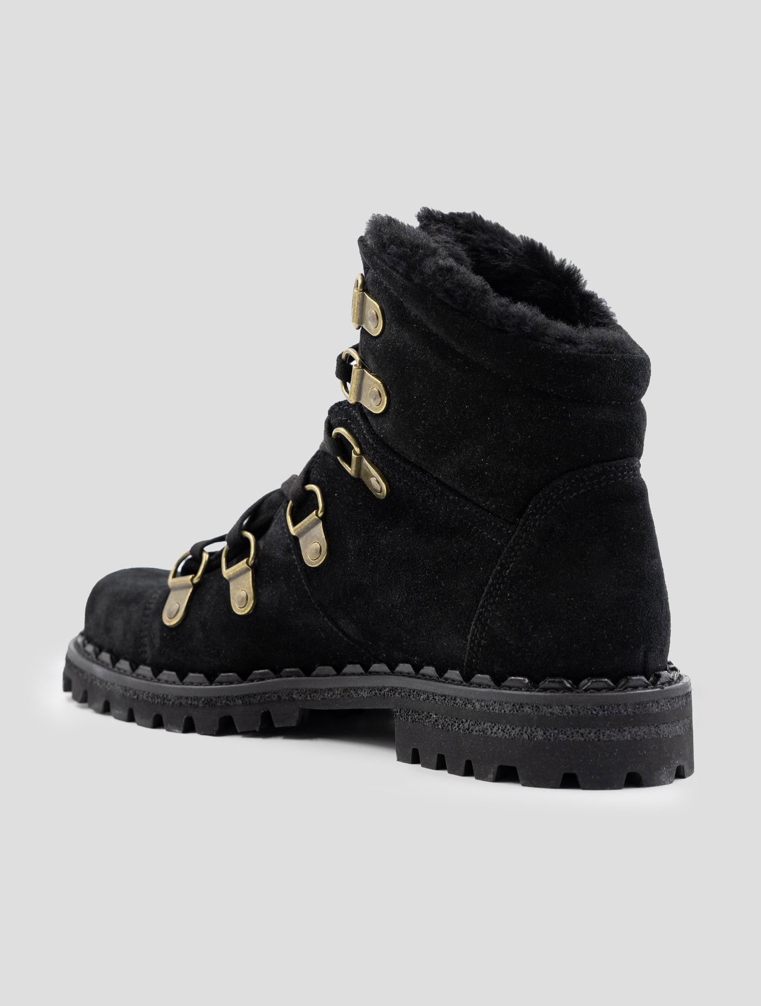 Kiton Black Leather Suede With Fur Boots