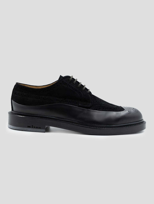 Kiton Black Leather Suede Leather Dress Shoes