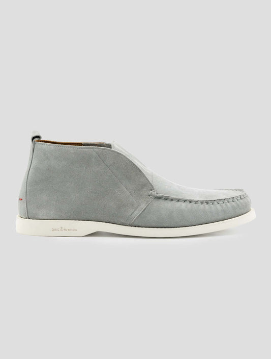 Kiton Gray Leather Suede Loafers