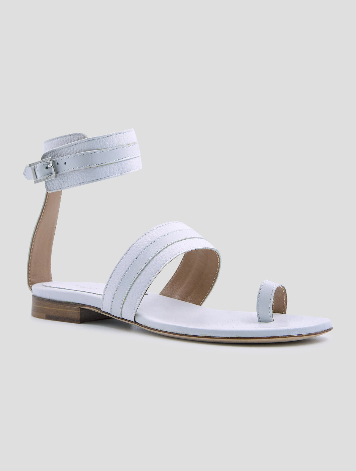 Kiton White Black Leather Sandals