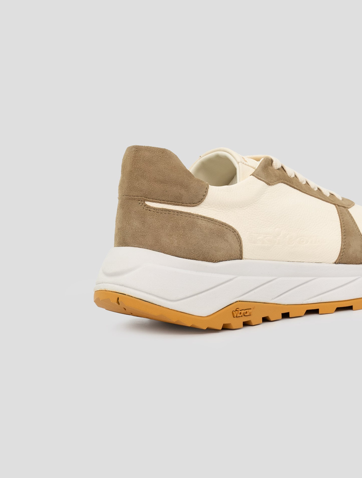 Kiton Beige Leather Leather Suede Sneakers