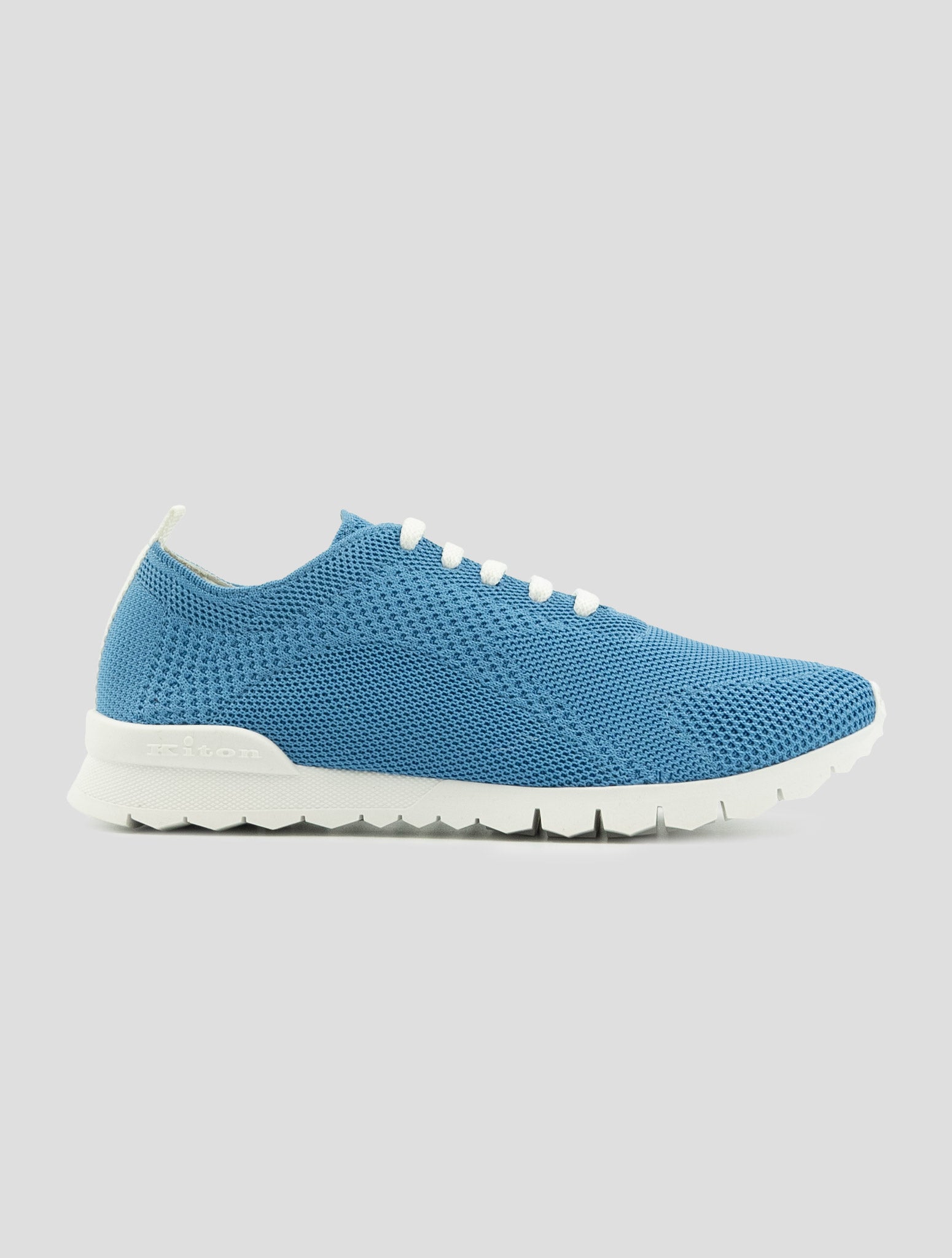 Kiton Light Blue Cotton Ea Sneakers