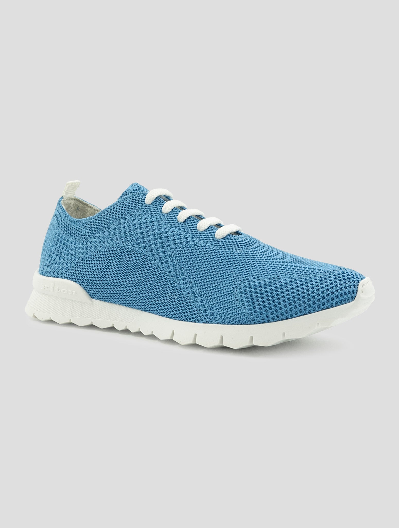 Kiton Light Blue Cotton Ea Sneakers